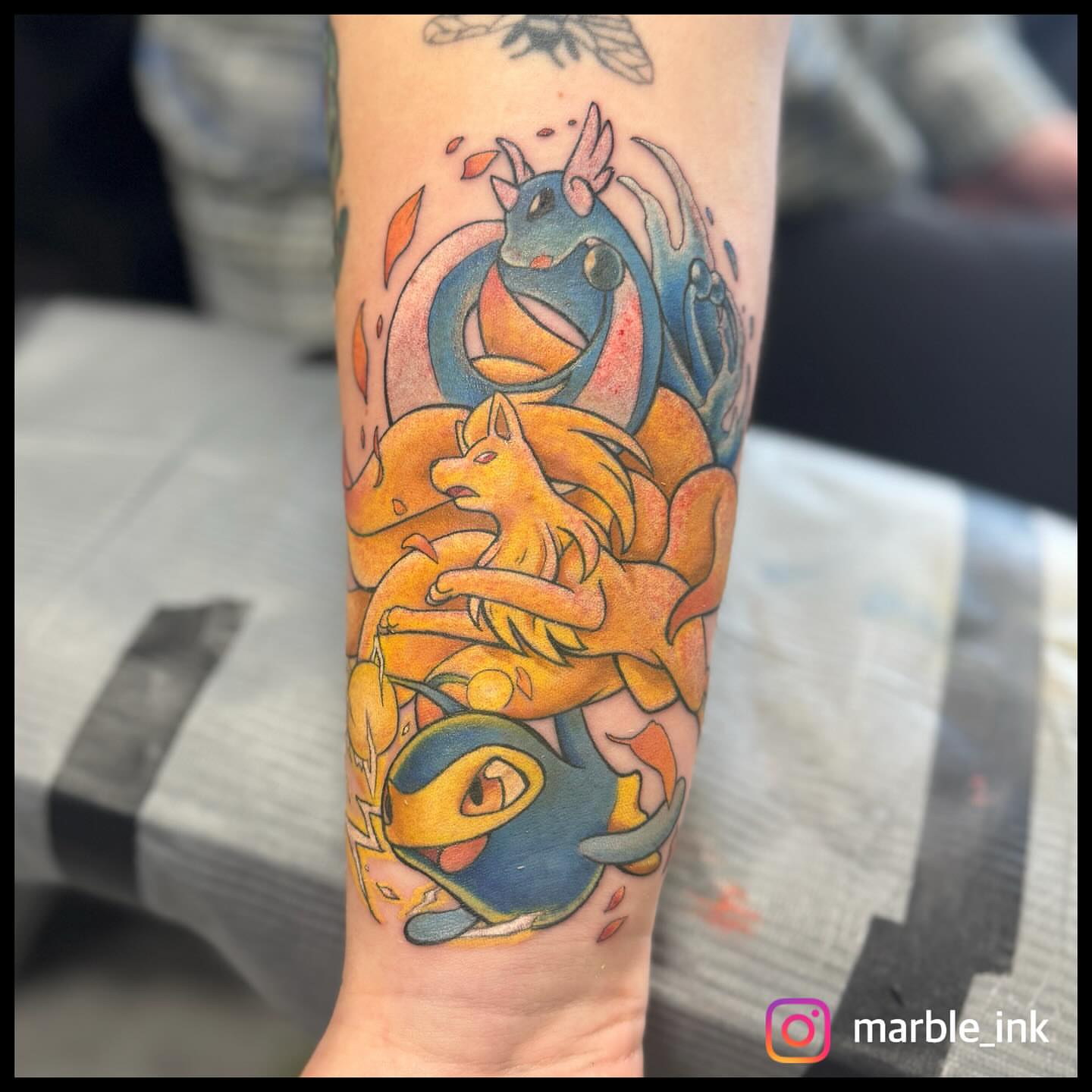 Mythical creatures new school tattoo on the forearm by Darbi "Marbles"