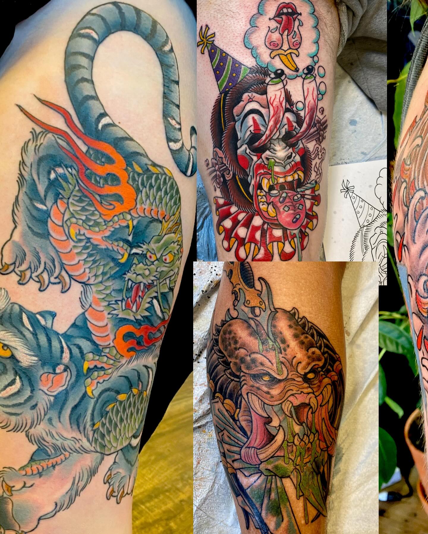 Dragon American traditional tattoo on the forearm by Bob Lackner