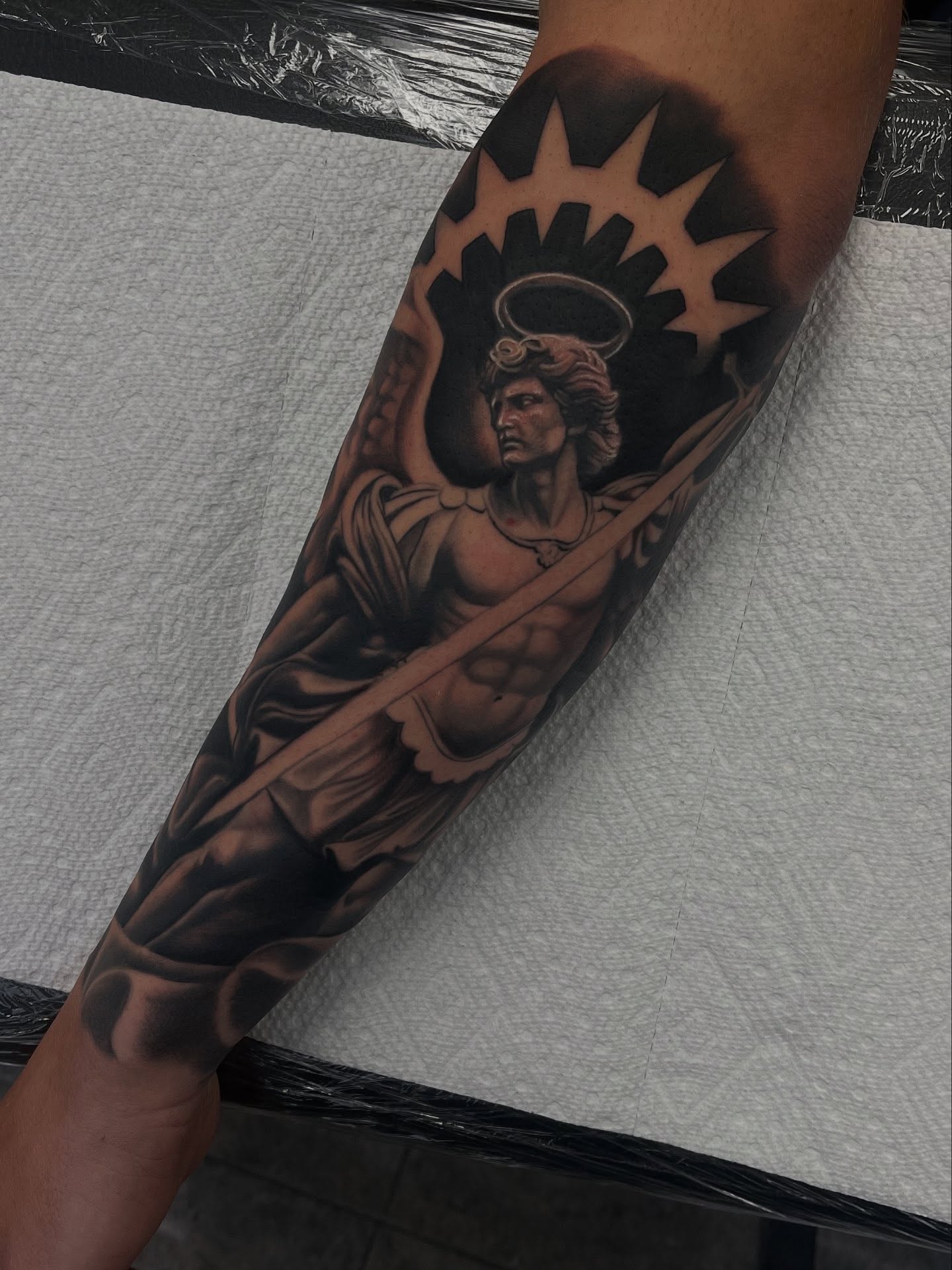 Tattoo by @bradbodenbendertattoos — realism, black_and_grey