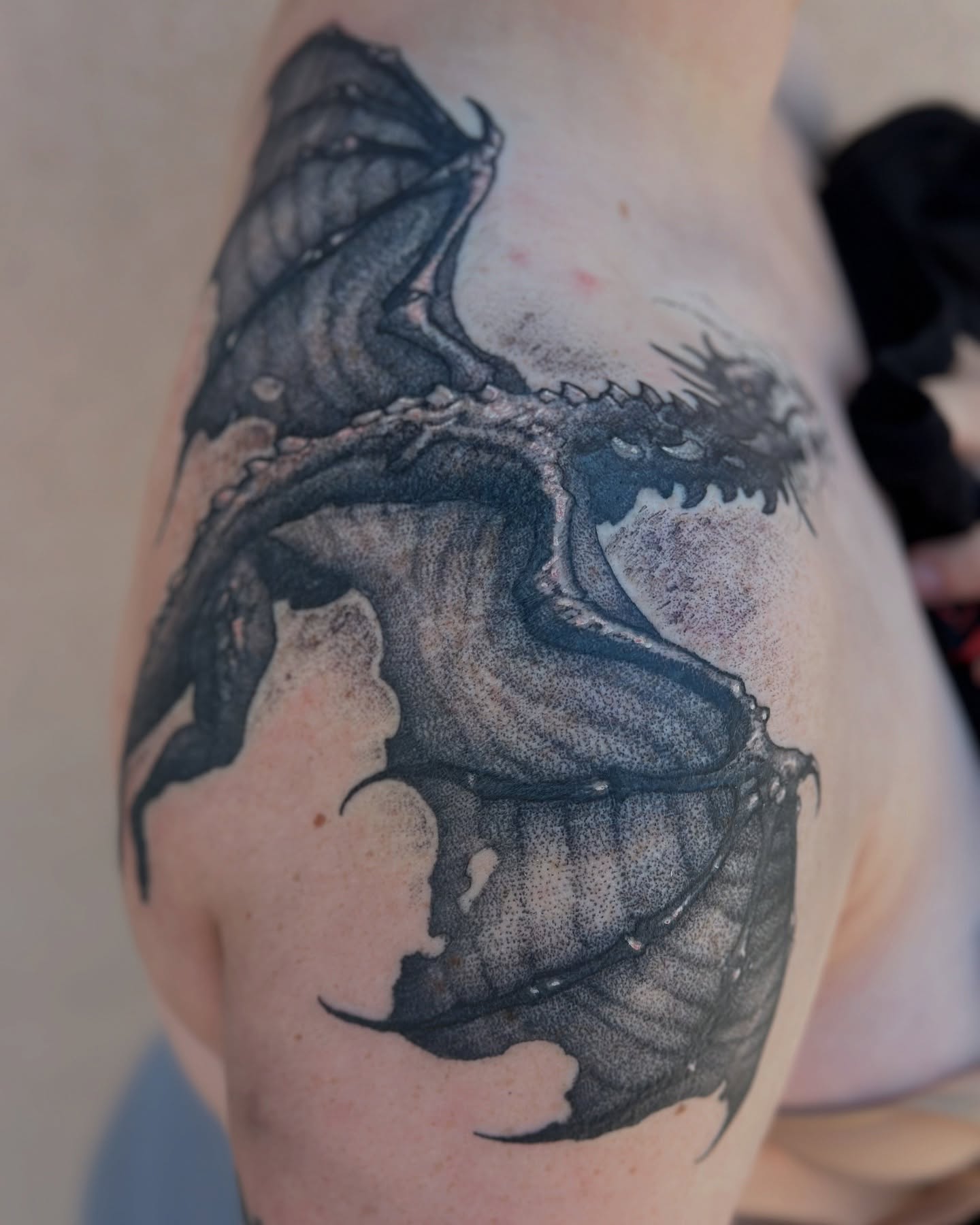 Tattoo by @bloodstonetattoos — dotwork, realism