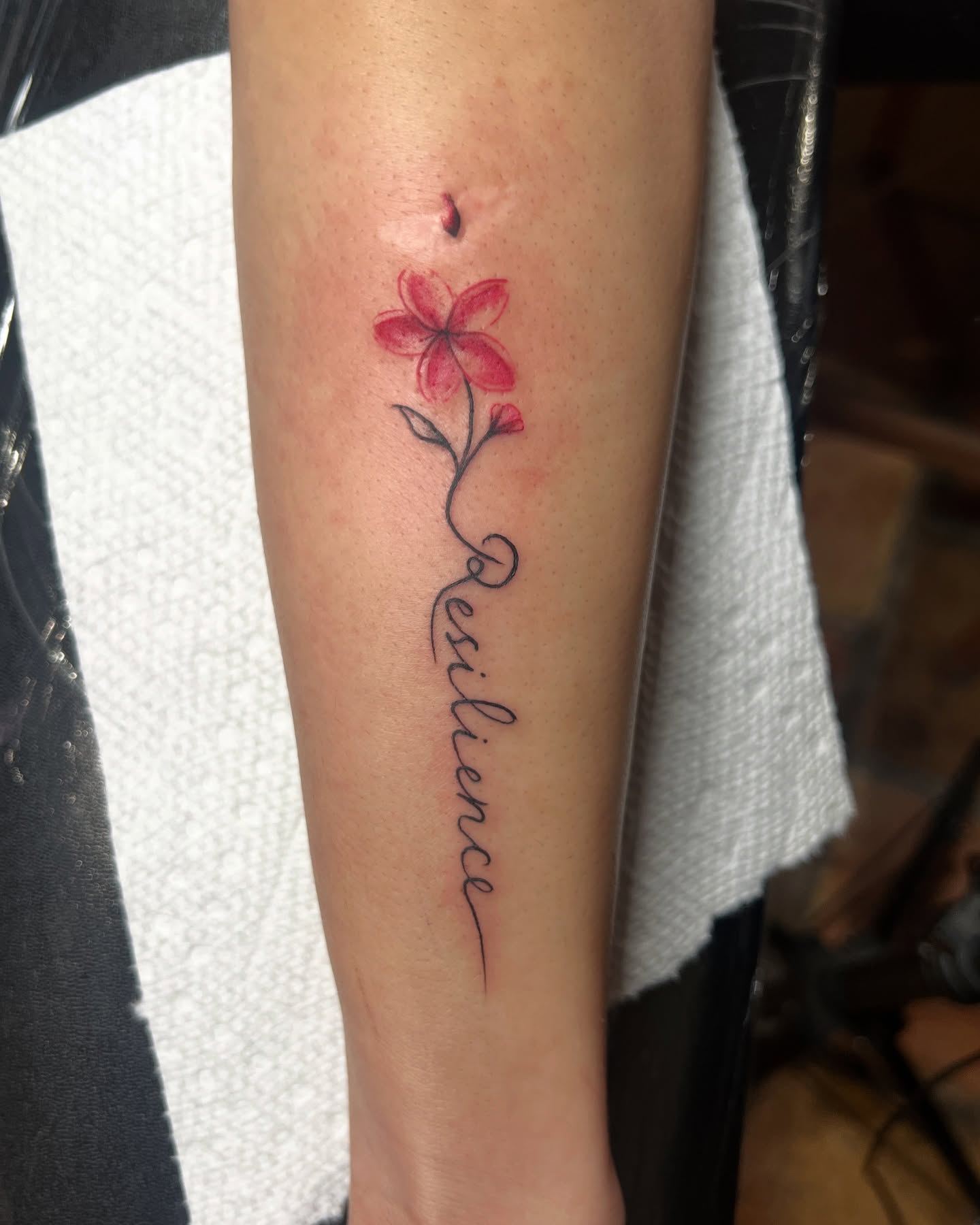 Tattoo by @lucky.u.tattoo โ fine_line, lettering_script