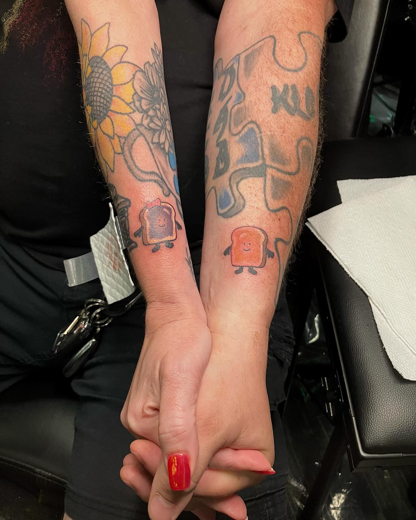 Toaster bread dotwork tattoo on the forearm by Alexander L. Wolff, Rapid City, South Dakota
