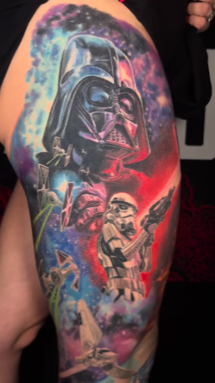 Star Wars characters and scenes realism tattoo by Jamie Lee Parker