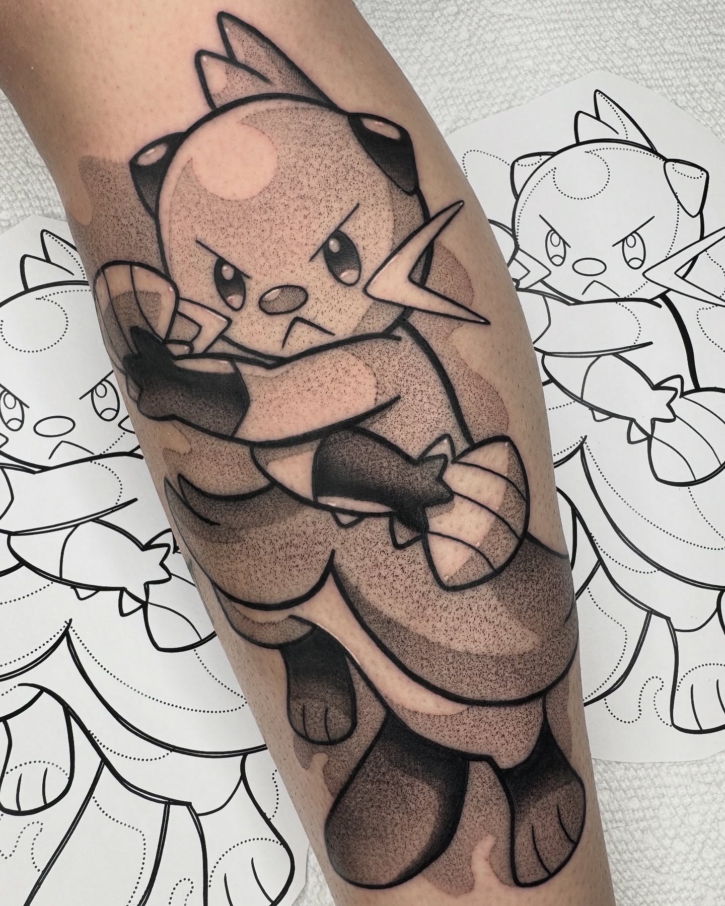 Pikachu dotwork tattoo on the forearm by Donnie Moore