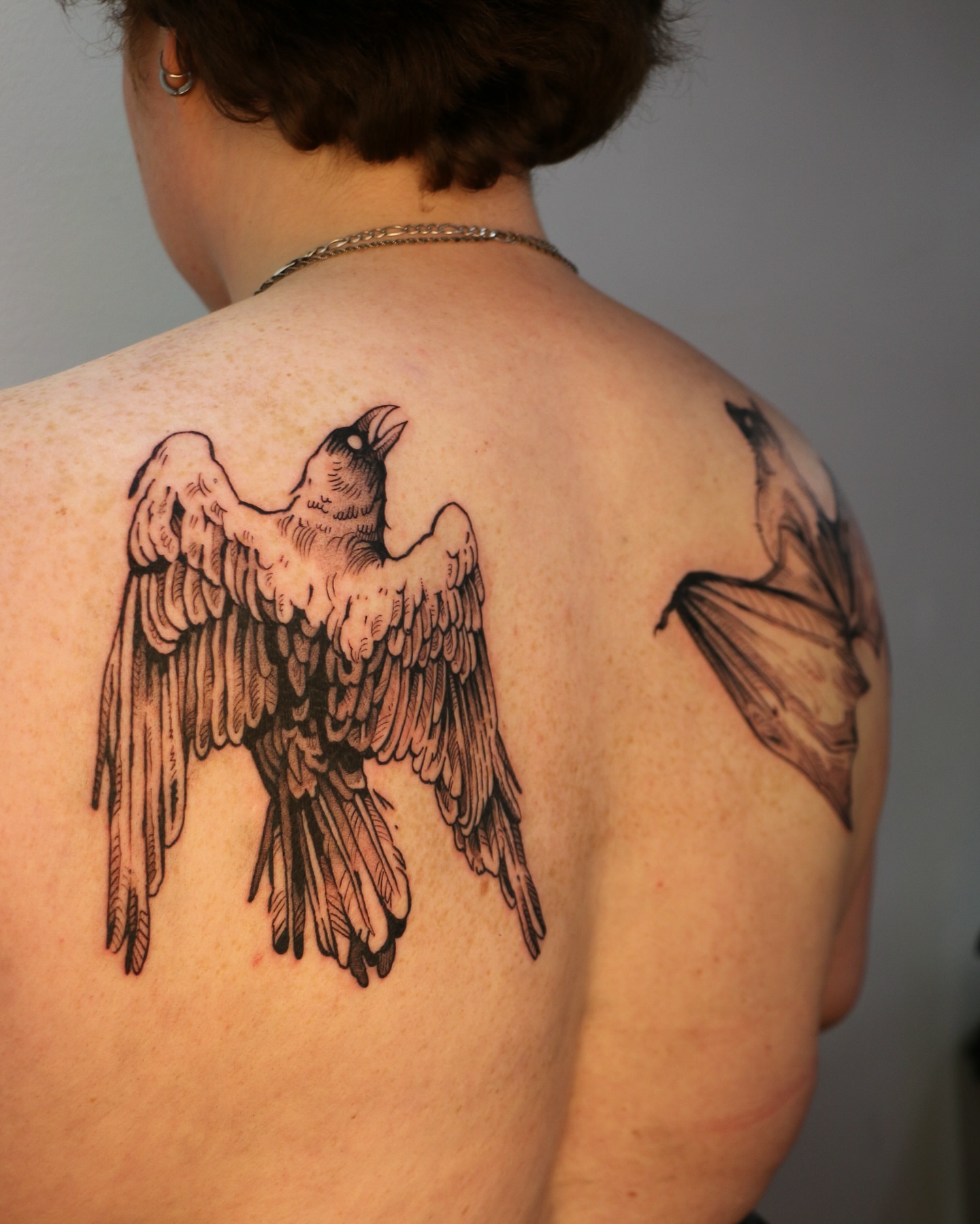 Tattoo by @baldpeaches — black_and_grey