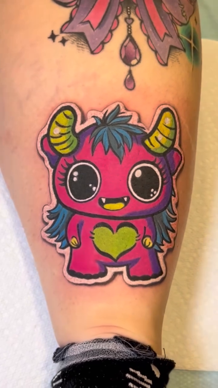 Cute monster new school tattoo by Dharma.tattoo