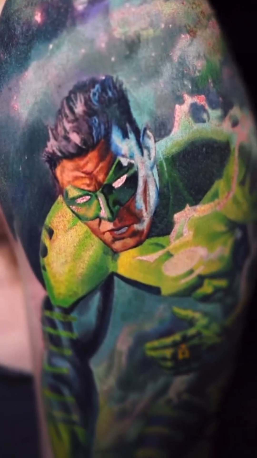 Green Lantern realism tattoo by Slava Bodrov