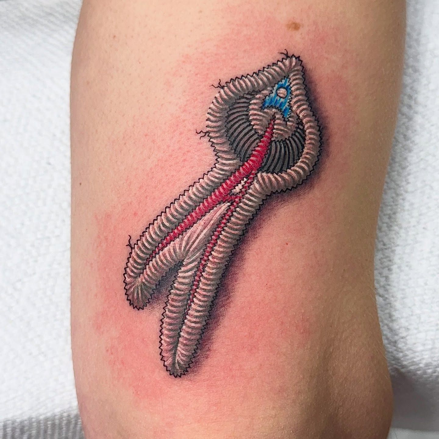 Bird geometric tattoo on the forearm by Lacee-Beth Finch