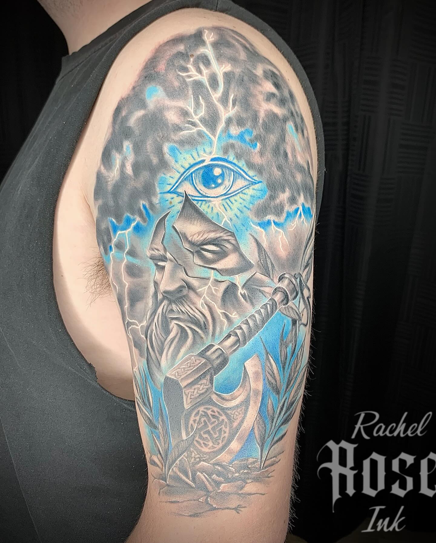 God-like figure realism tattoo on the forearm by 𝑅𝒶𝒸𝒽𝑒𝓁 𝑅𝑜𝓈𝑒 🌹