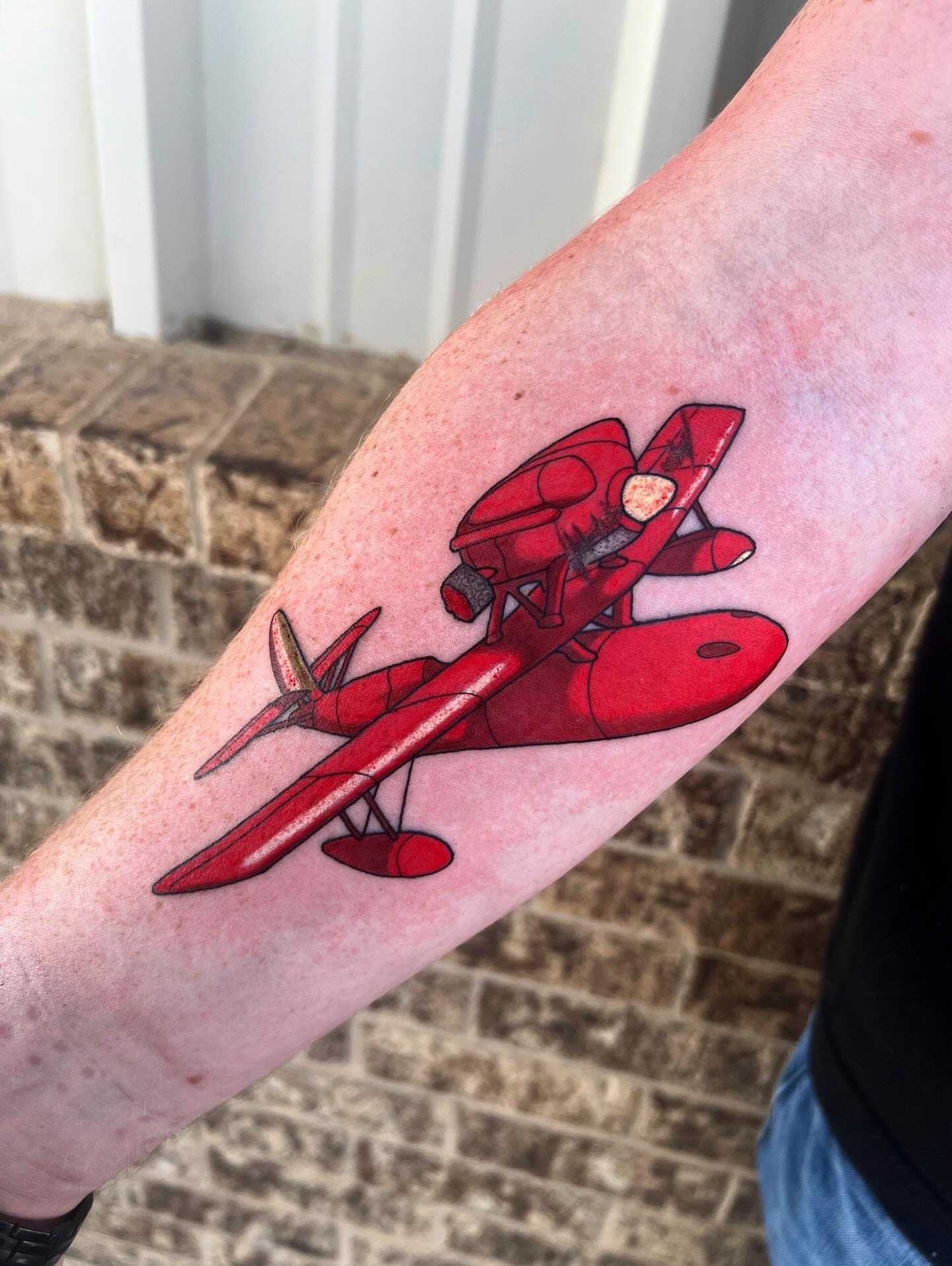 Biplane realism tattoo on the forearm by ty ☆ nbtx tattoo artist