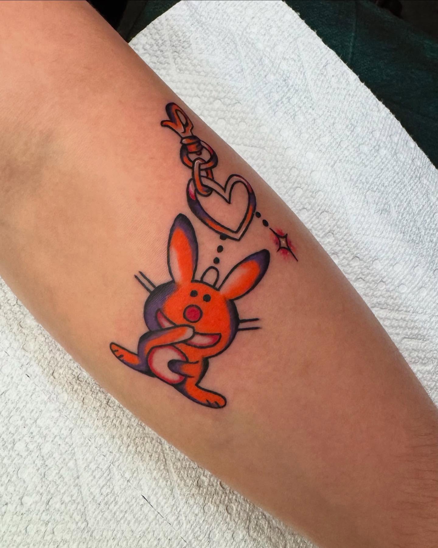 Rabbit new school tattoo on the forearm by ✨Jen Lochbihler✨, Dickson, Tennessee