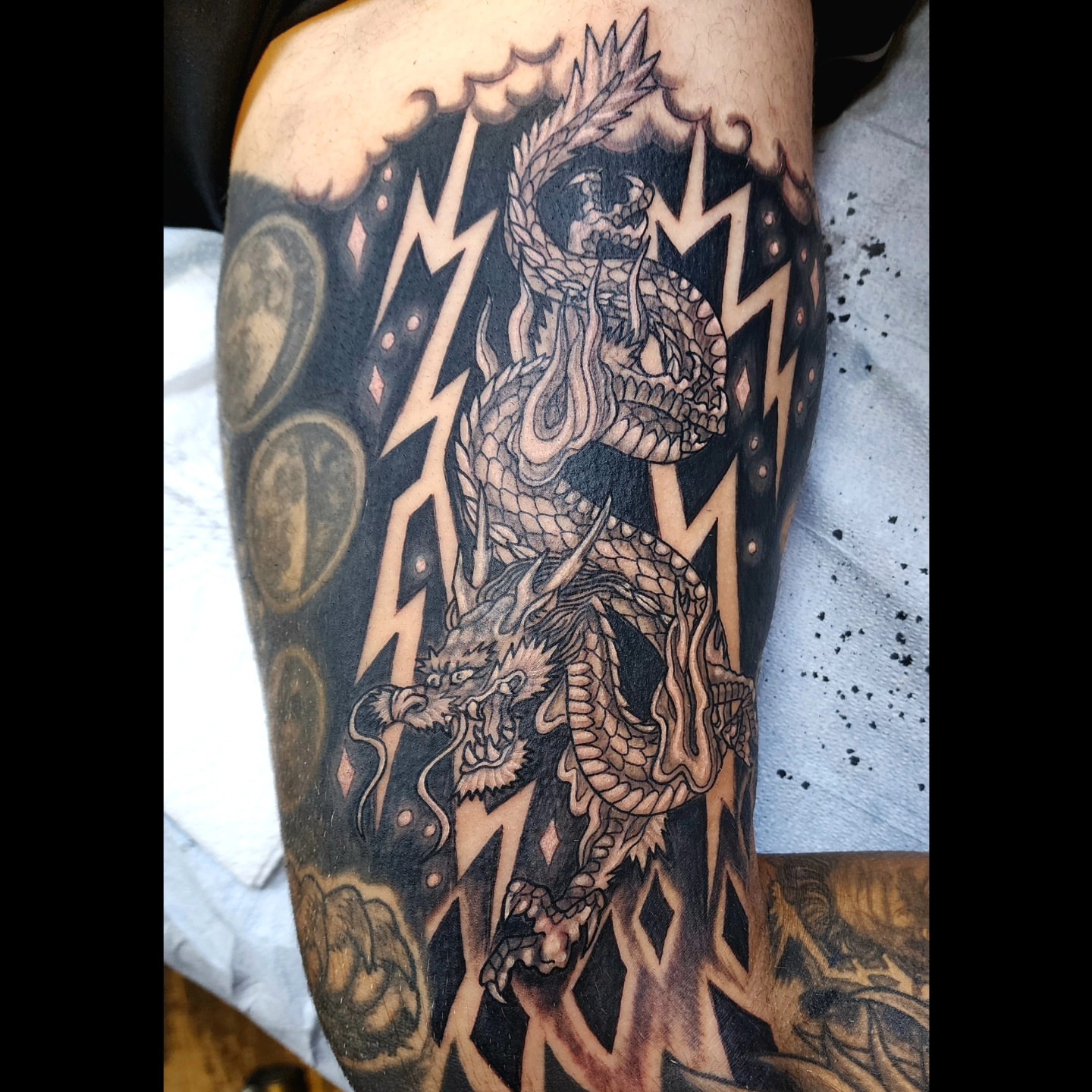 Tattoo by @fricke_tattoo — black_and_grey, geometric