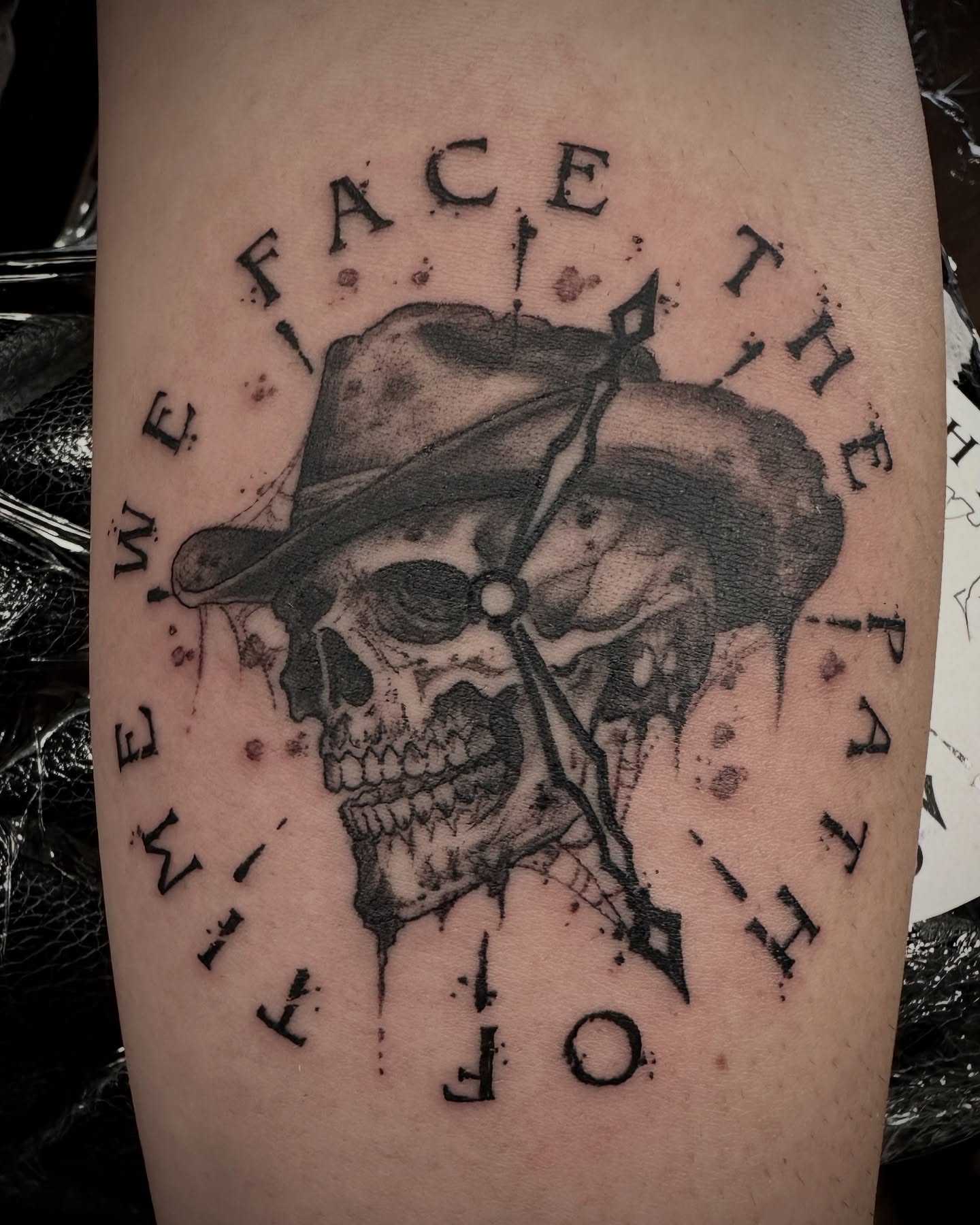 Cowboy skull realism tattoo on the forearm by Culleton Paramore
