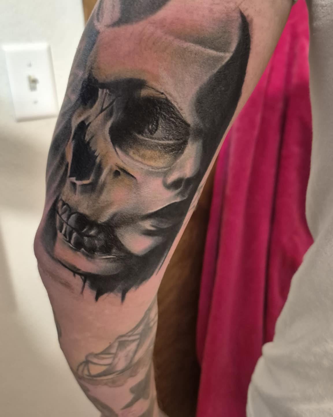 Tattoo by @garrettrautio โ realism, dark_realism