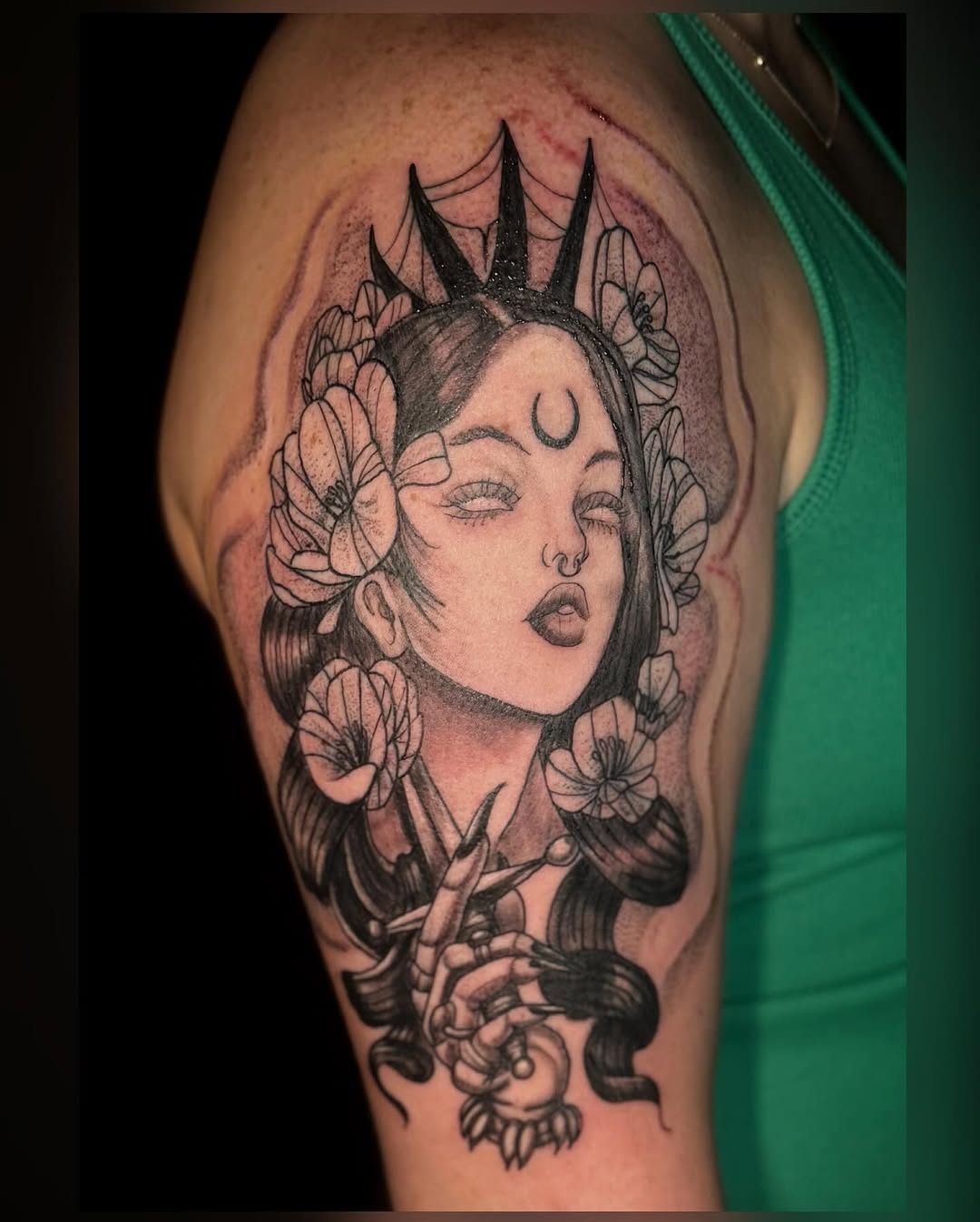 Tattoo by @chrisadkinstattoos — black_and_grey, dark_realism