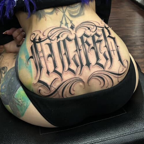 Gothic script lettering script tattoo by $krypt
