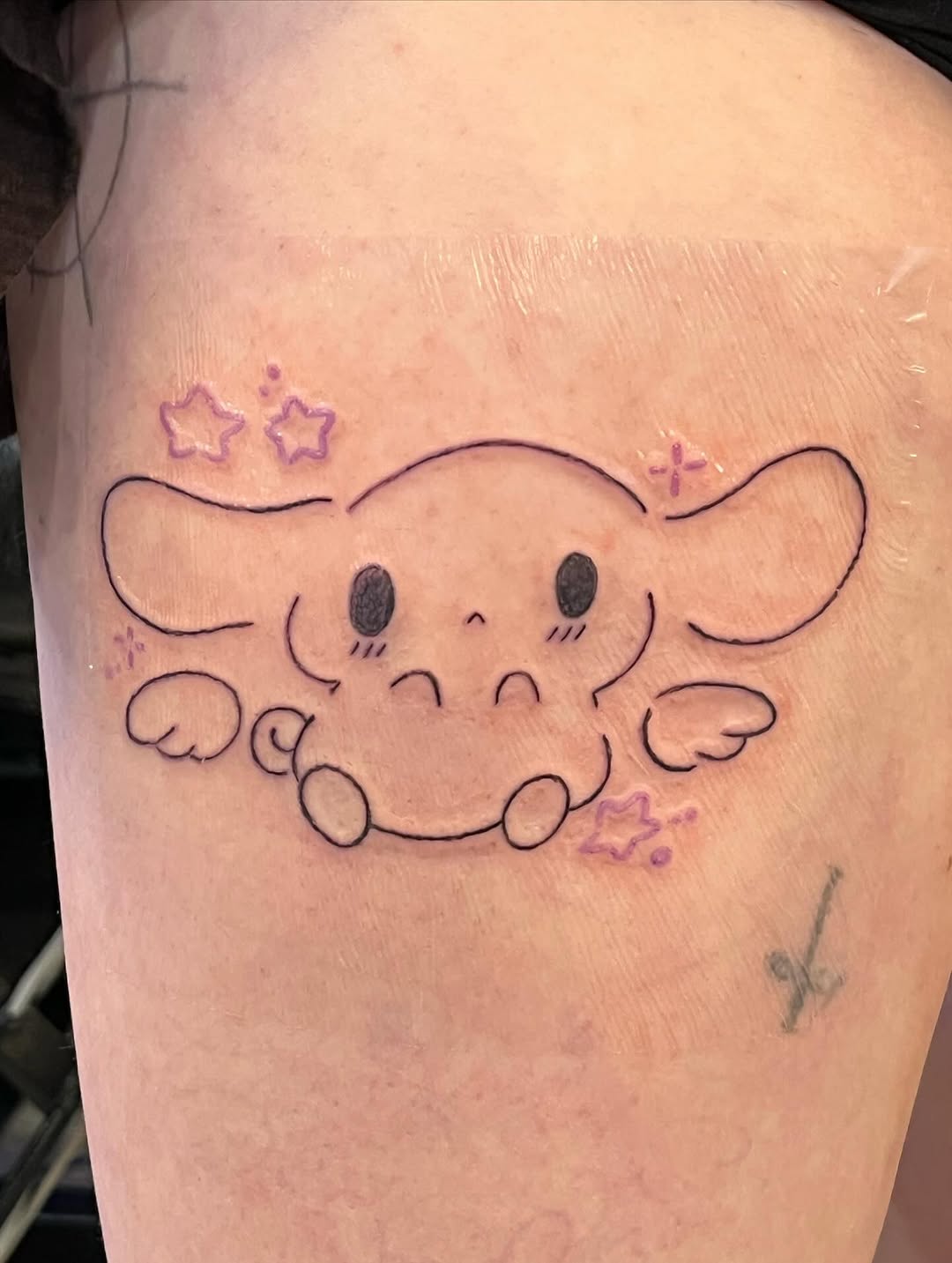 Cartoon dog character new school tattoo on the thigh by ❦julia