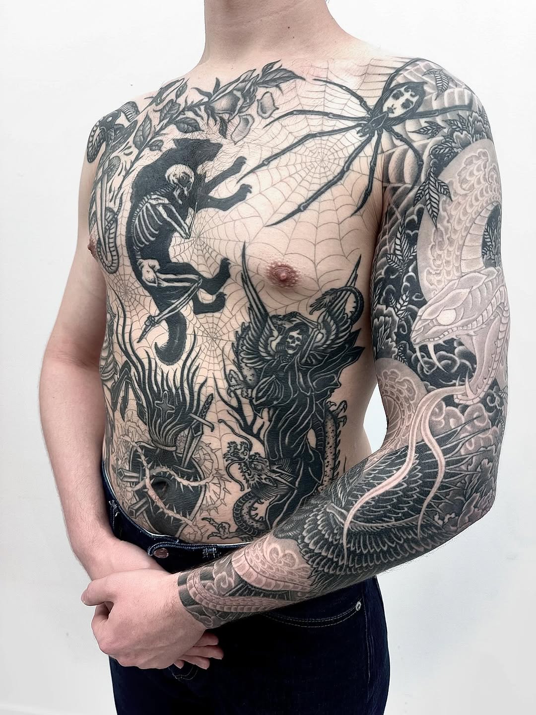 Tattoo by @jaybreentattooer — black_and_grey, japanese_irezumi