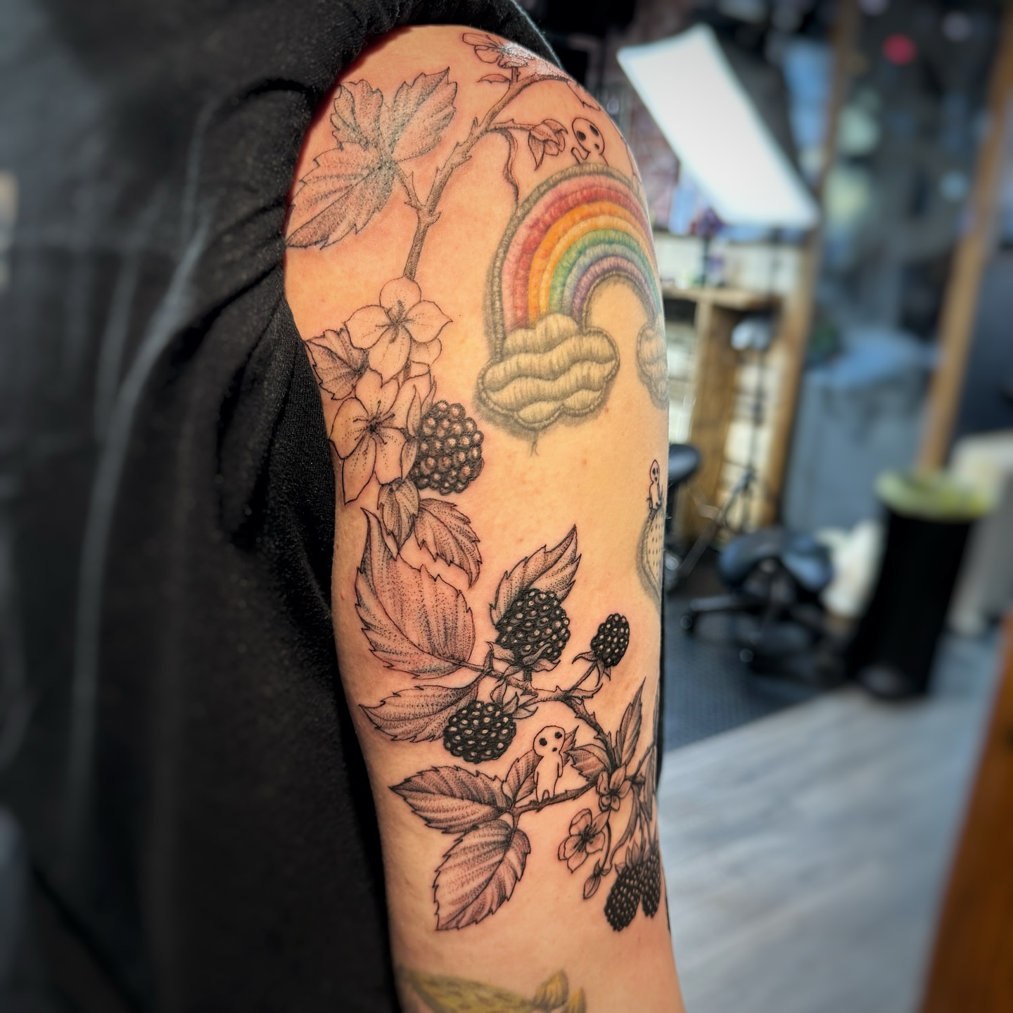 Tattoo by @emmarainetattoo — black_and_grey