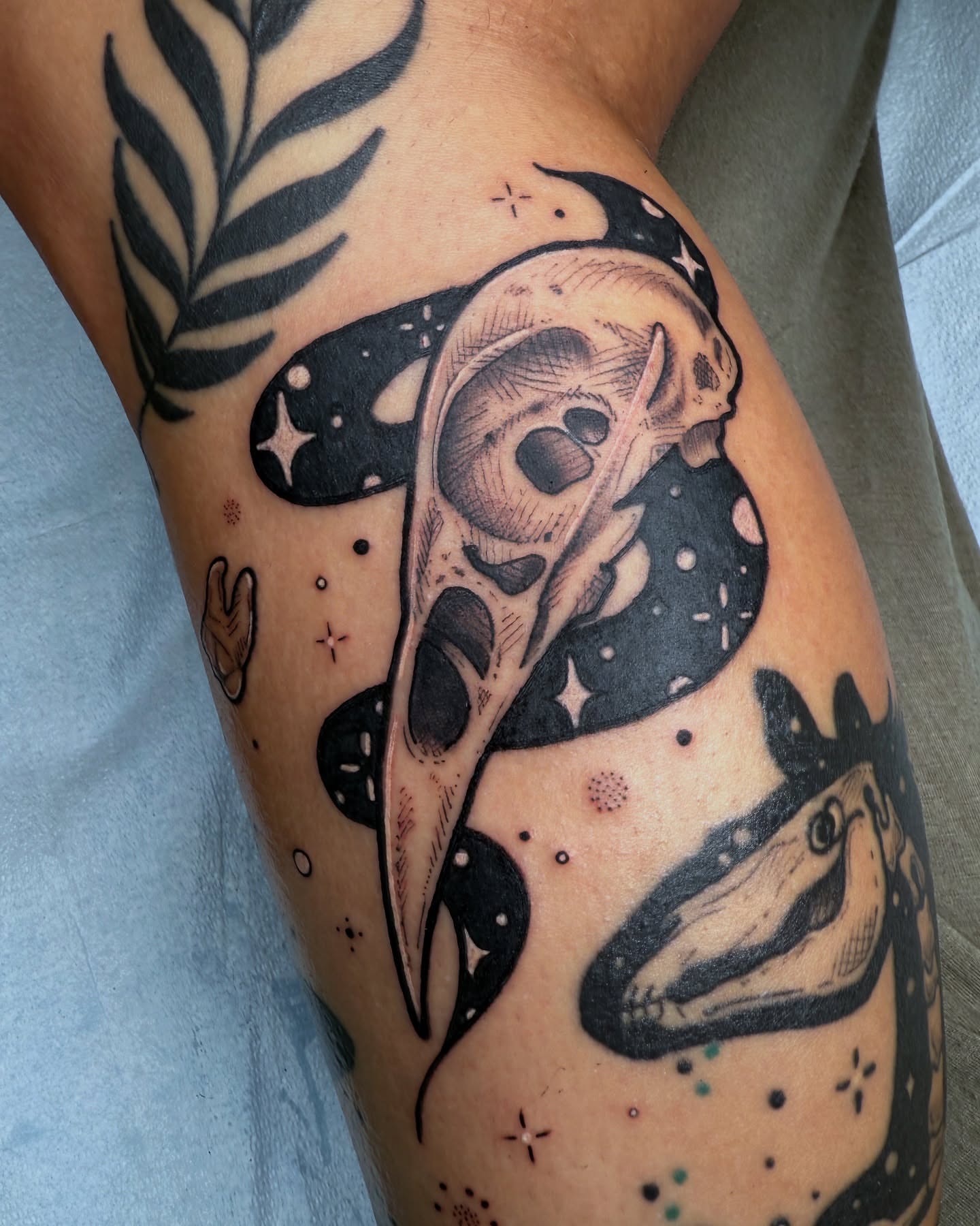 Tattoo by @louddoodle — black_and_grey, dotwork