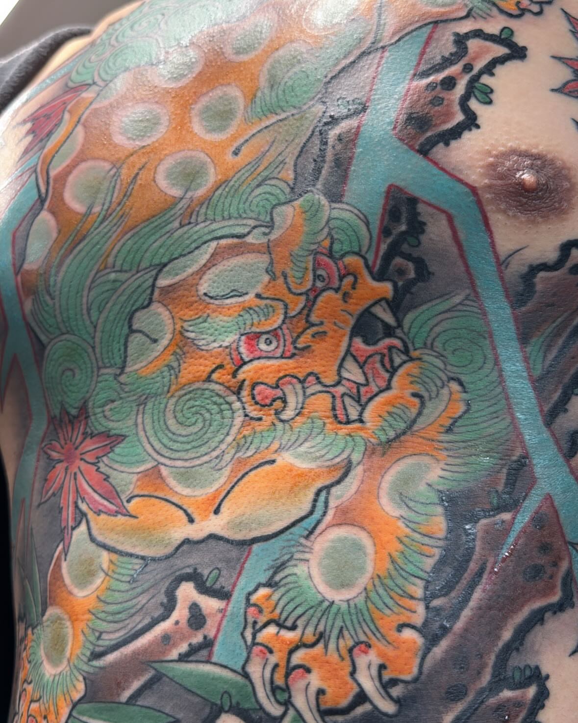 Tattoo by @_tatzilla_ — japanese_irezumi, dotwork