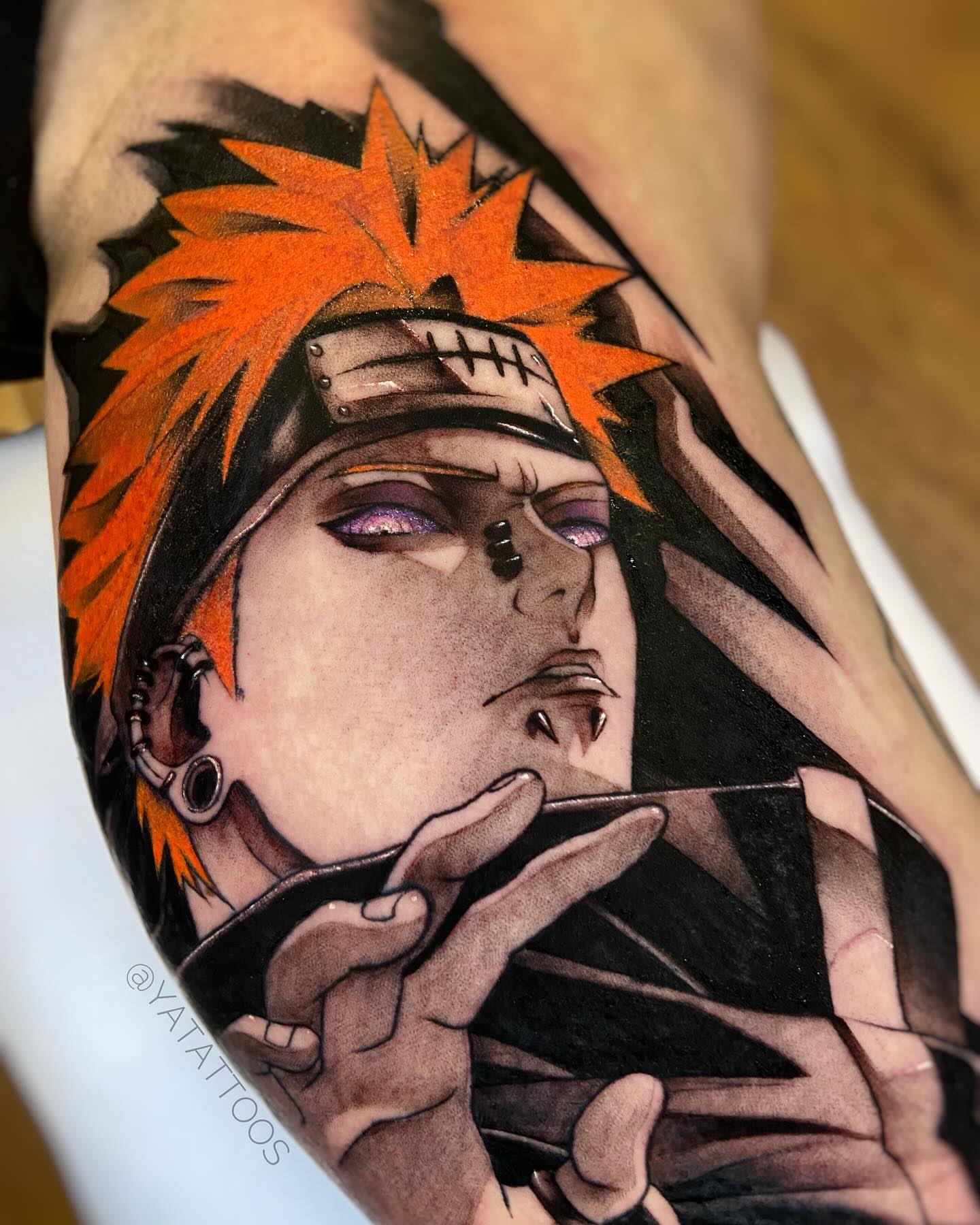 Anime character anime tattoo on the forearm by Yasmin Almeida