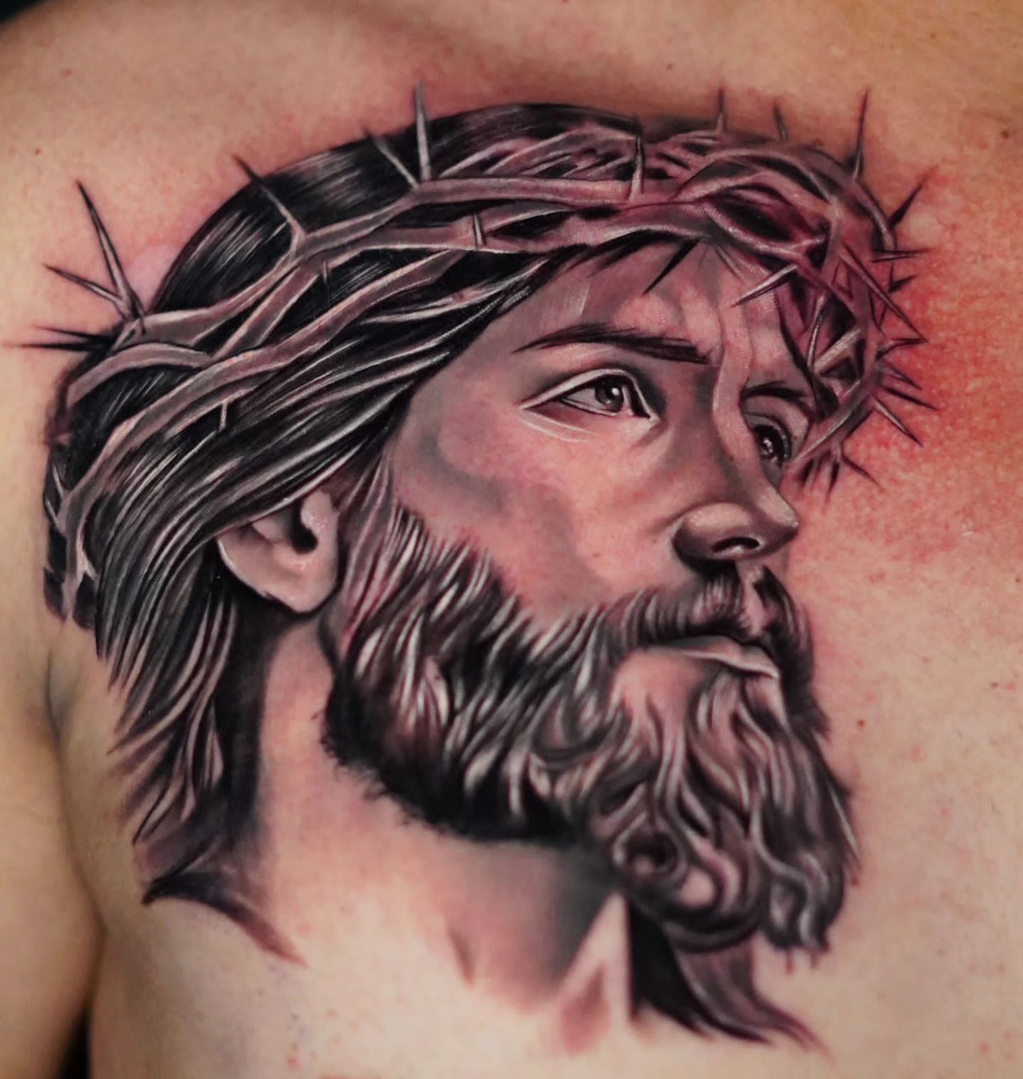 Jesus Christ realism tattoo on the shoulder by 𝐍𝐄𝐗'𝐒 𝐈𝐍𝐊 🇨🇺, Tampa