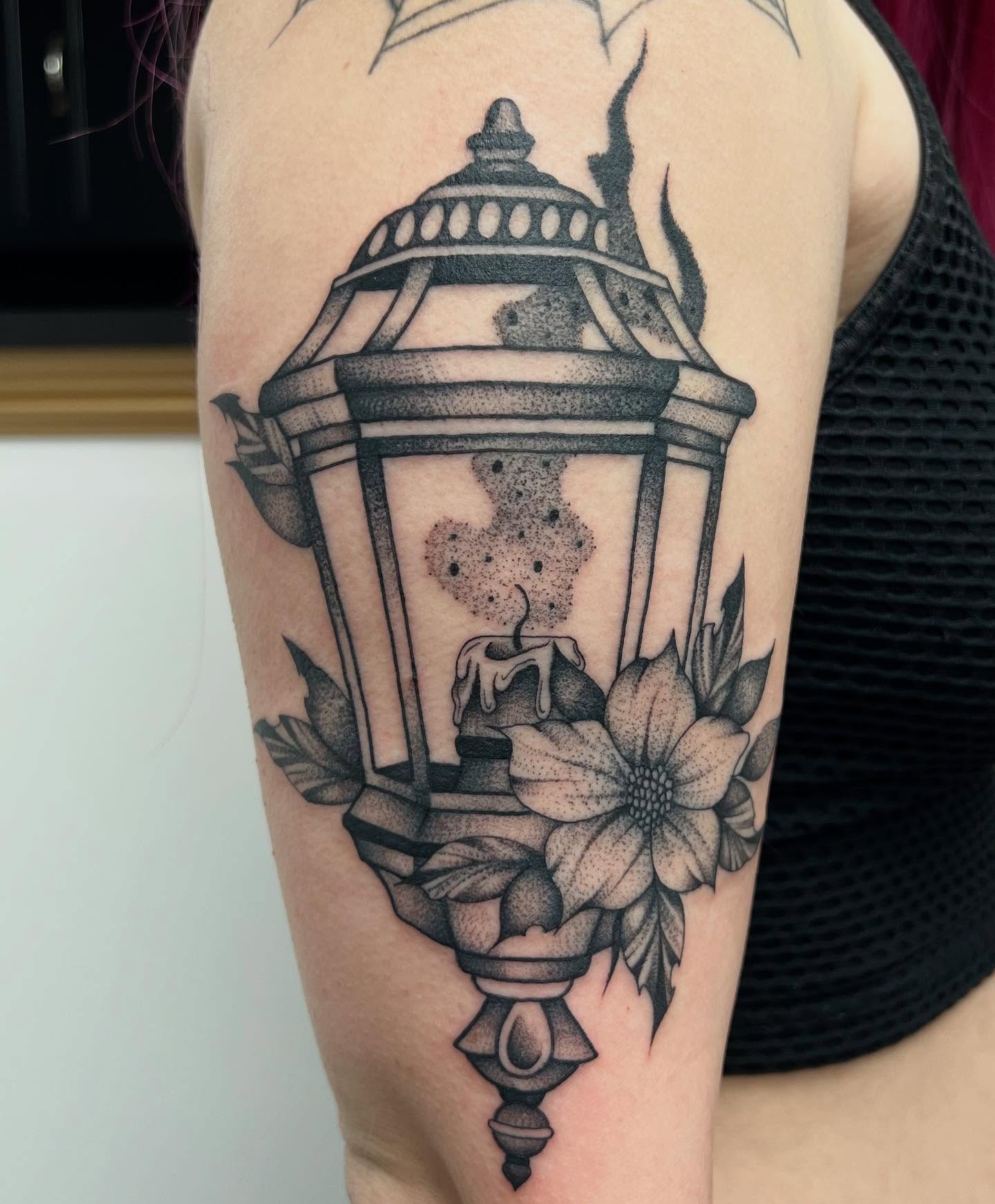 Tattoo by @tattedbycamryn โ dotwork, black_and_grey