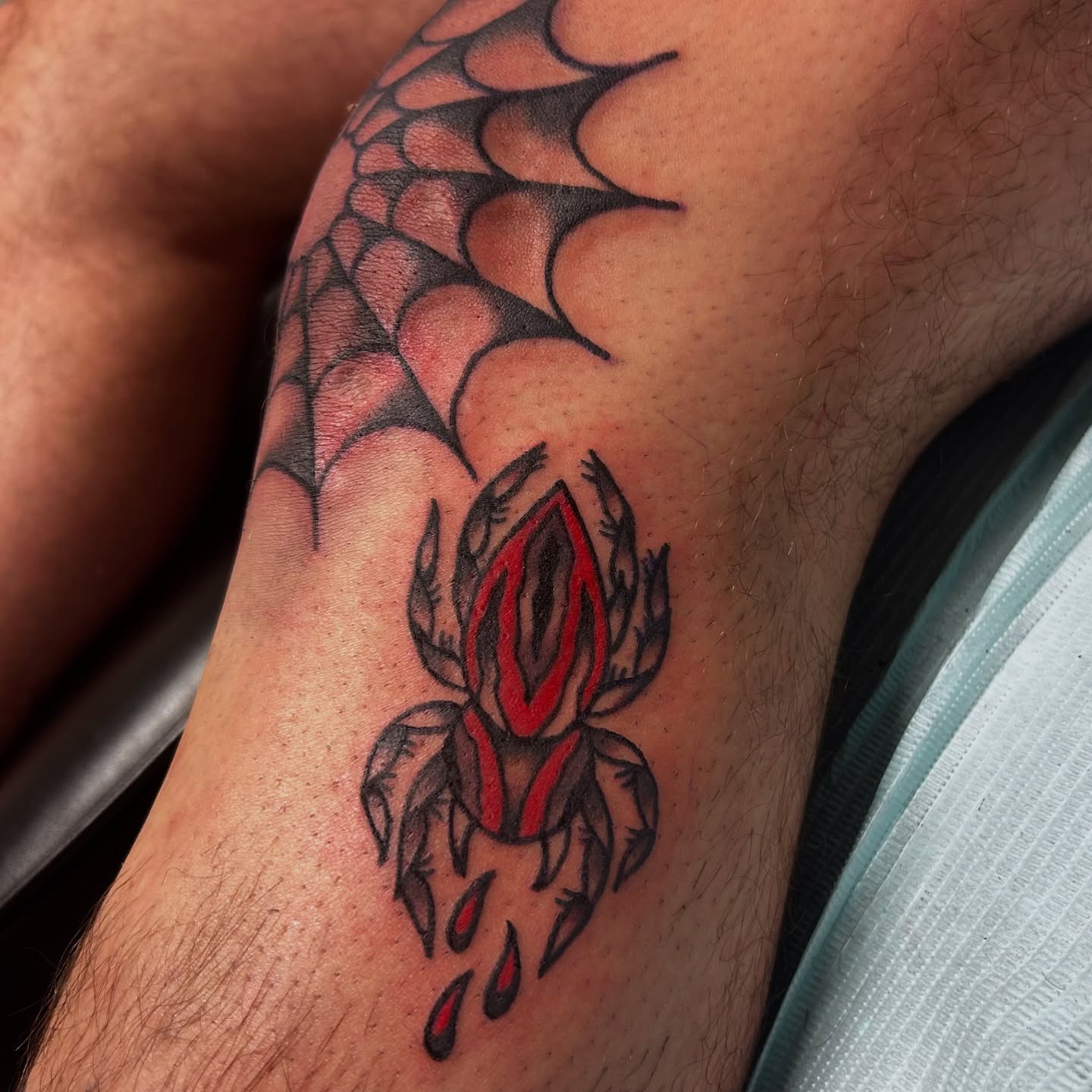 Rose with dripping blood American traditional tattoo on the forearm by Lauren Caldwell 🔮🌙