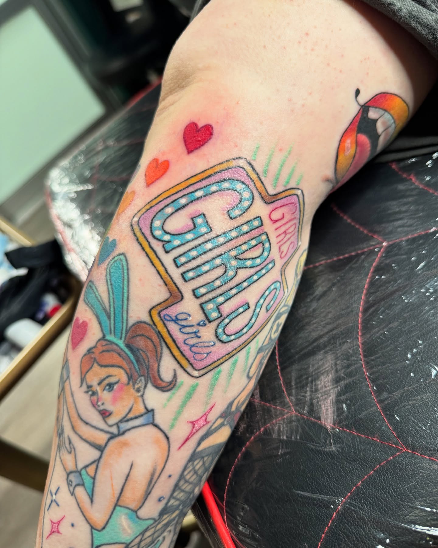 Girls new school tattoo on the forearm by Mags🗡️