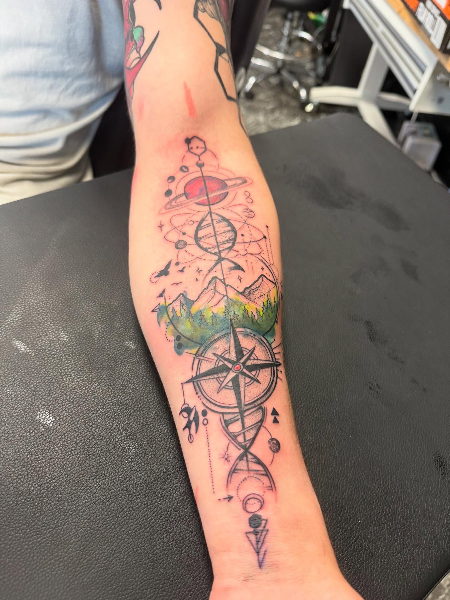 Tattoo by @scottys_ink315 — geometric, dotwork