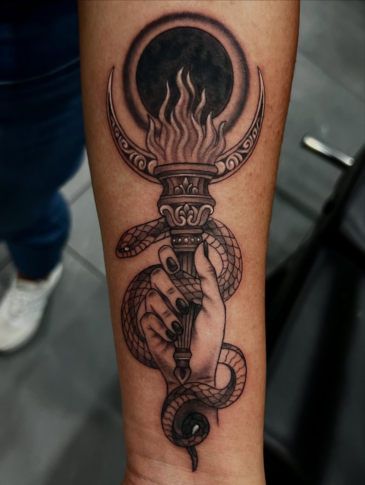 Tattoo by @nikinkki — black_and_grey, geometric