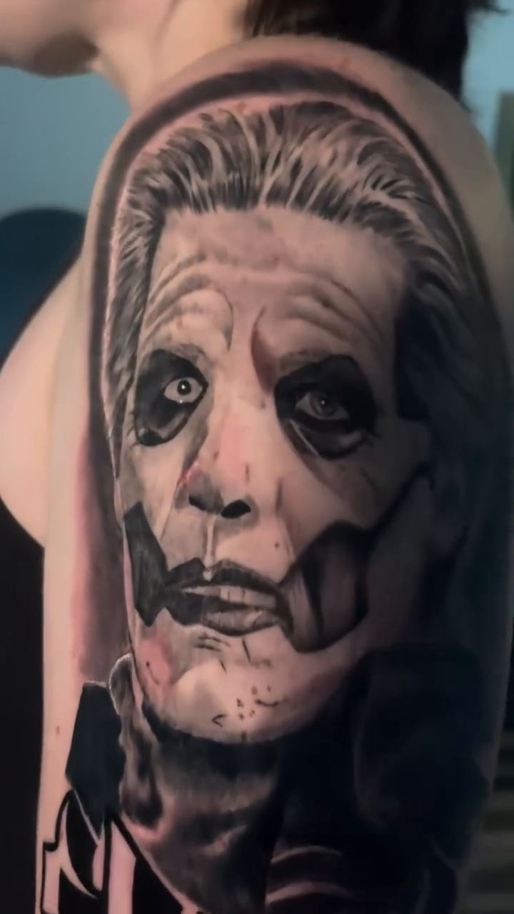 Portrait of Papa Emeritus IV realism tattoo by Antonio Massimino