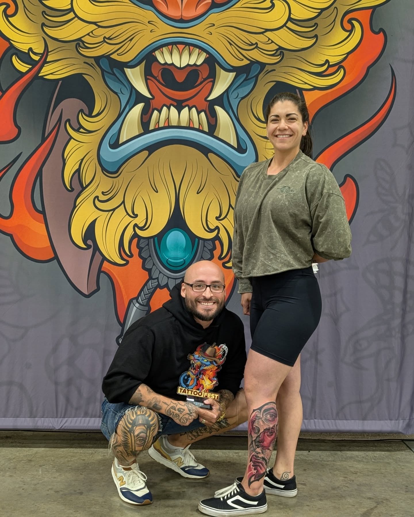 Woman American traditional tattoo on the leg by Gary Barrera