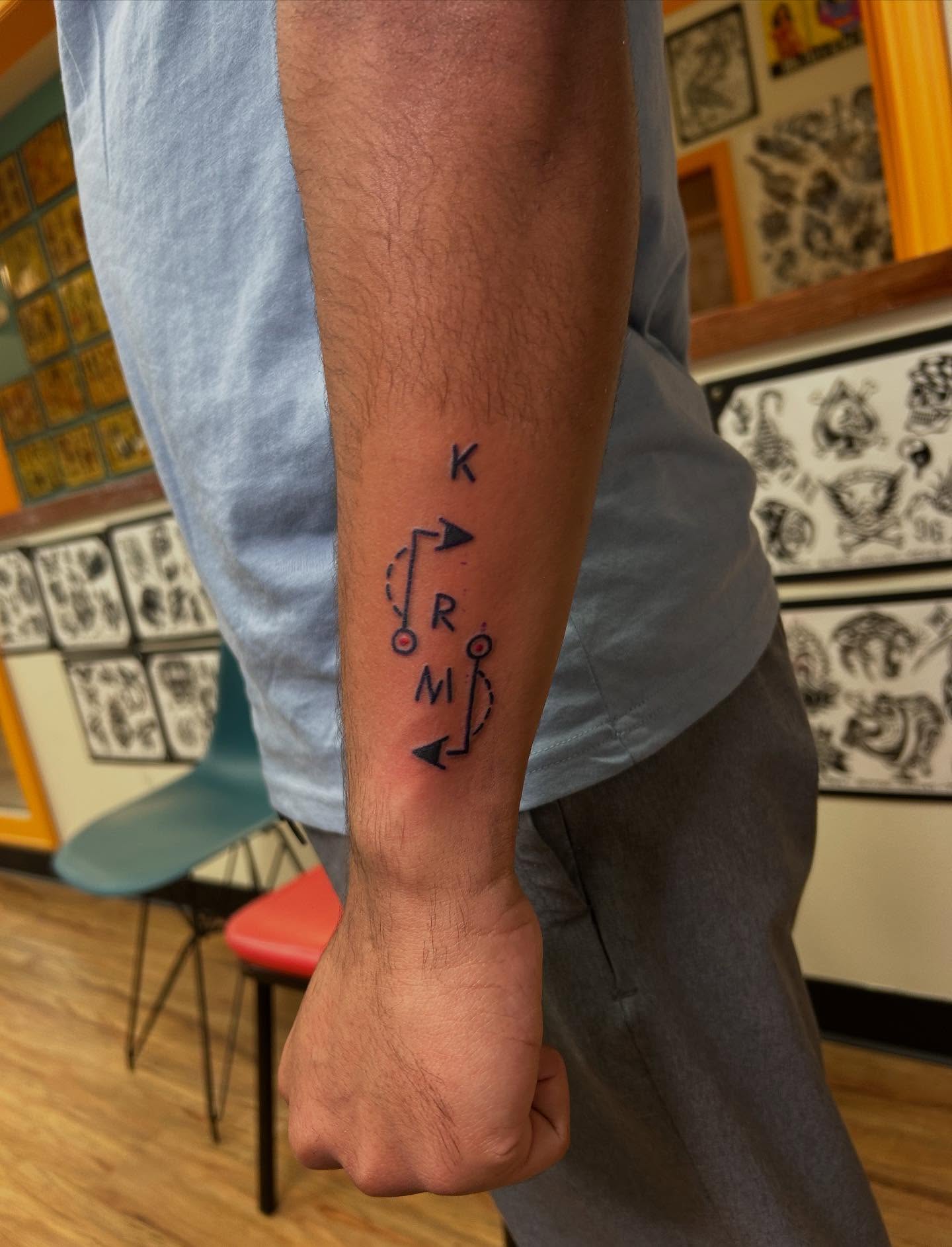 Geometric design geometric tattoo on the forearm by Elizabeth Niederkorn