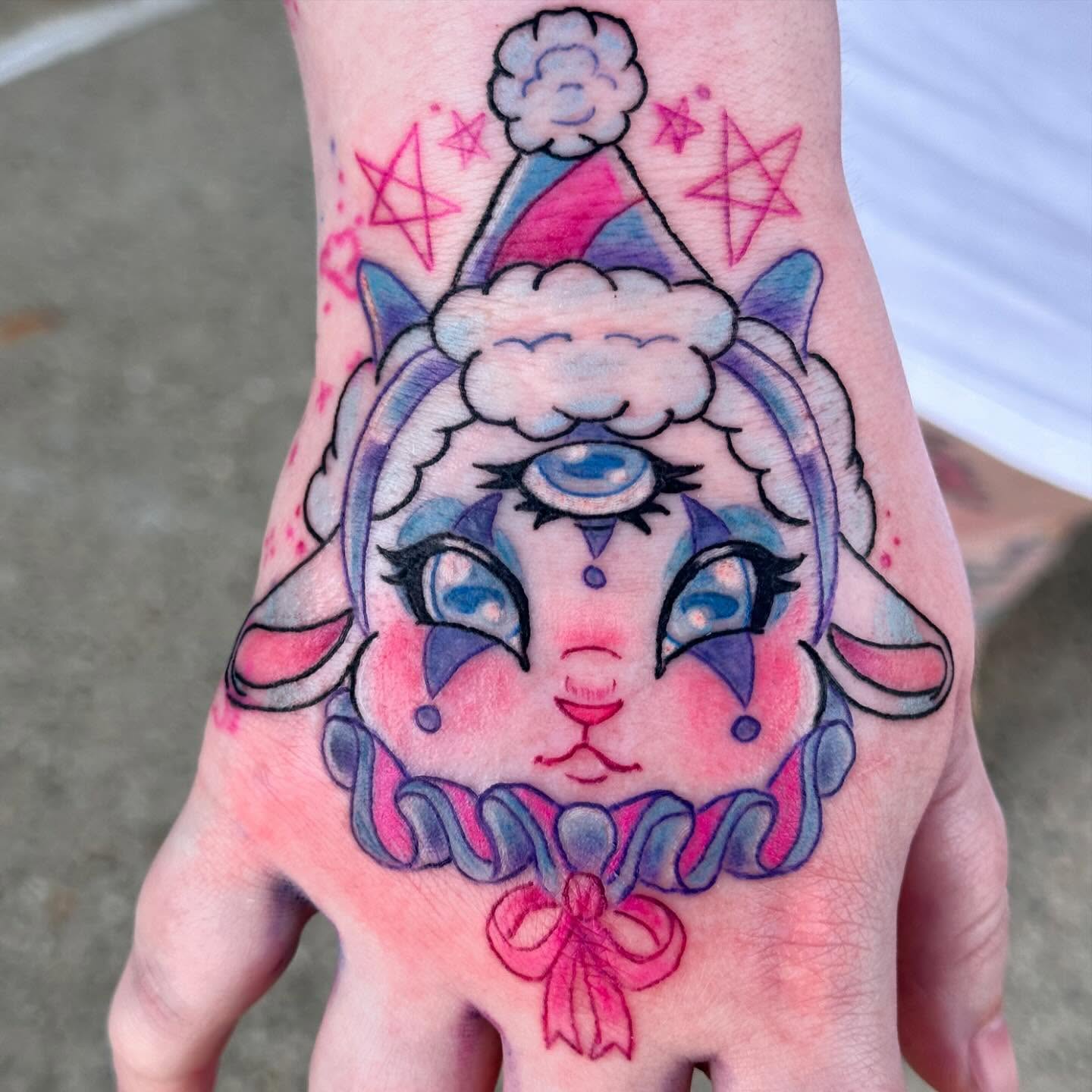 Sheep anime tattoo on the hand by ✦ Louie ✦, Sterling Heights, Michigan