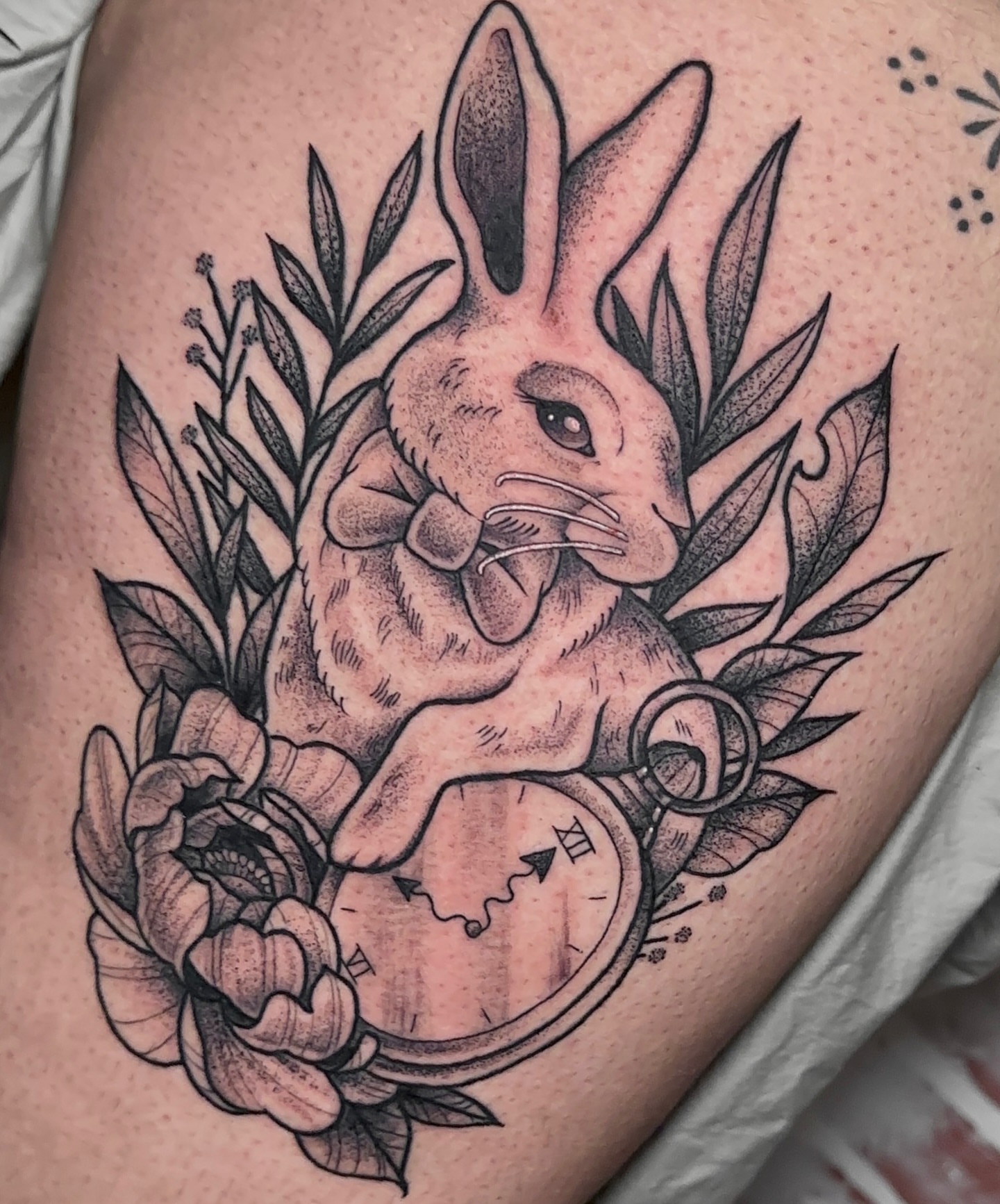 Tattoo by @caitycat.tattoos — black_and_grey, realism