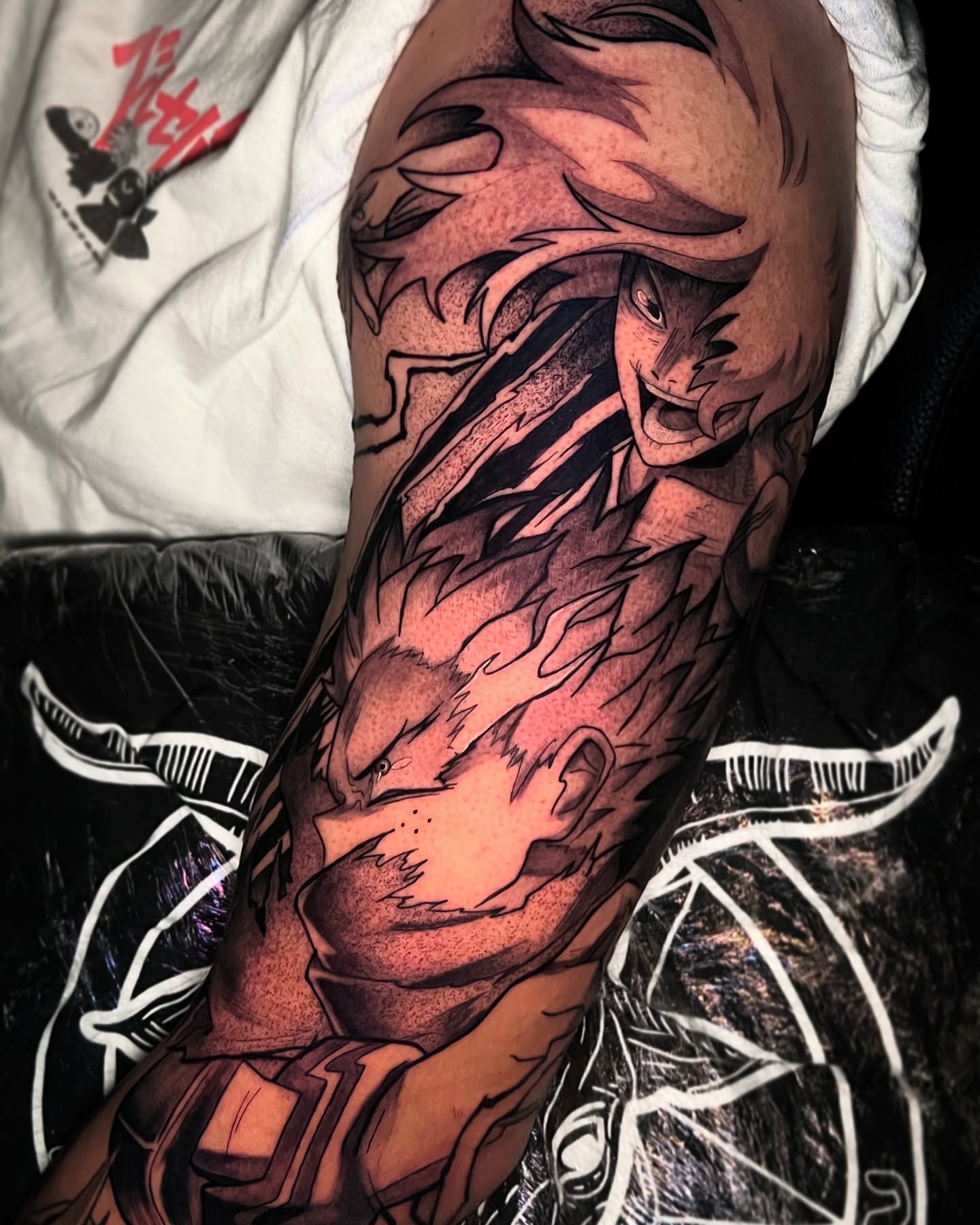 Anime character anime tattoo on the forearm by Aiden Madrigal