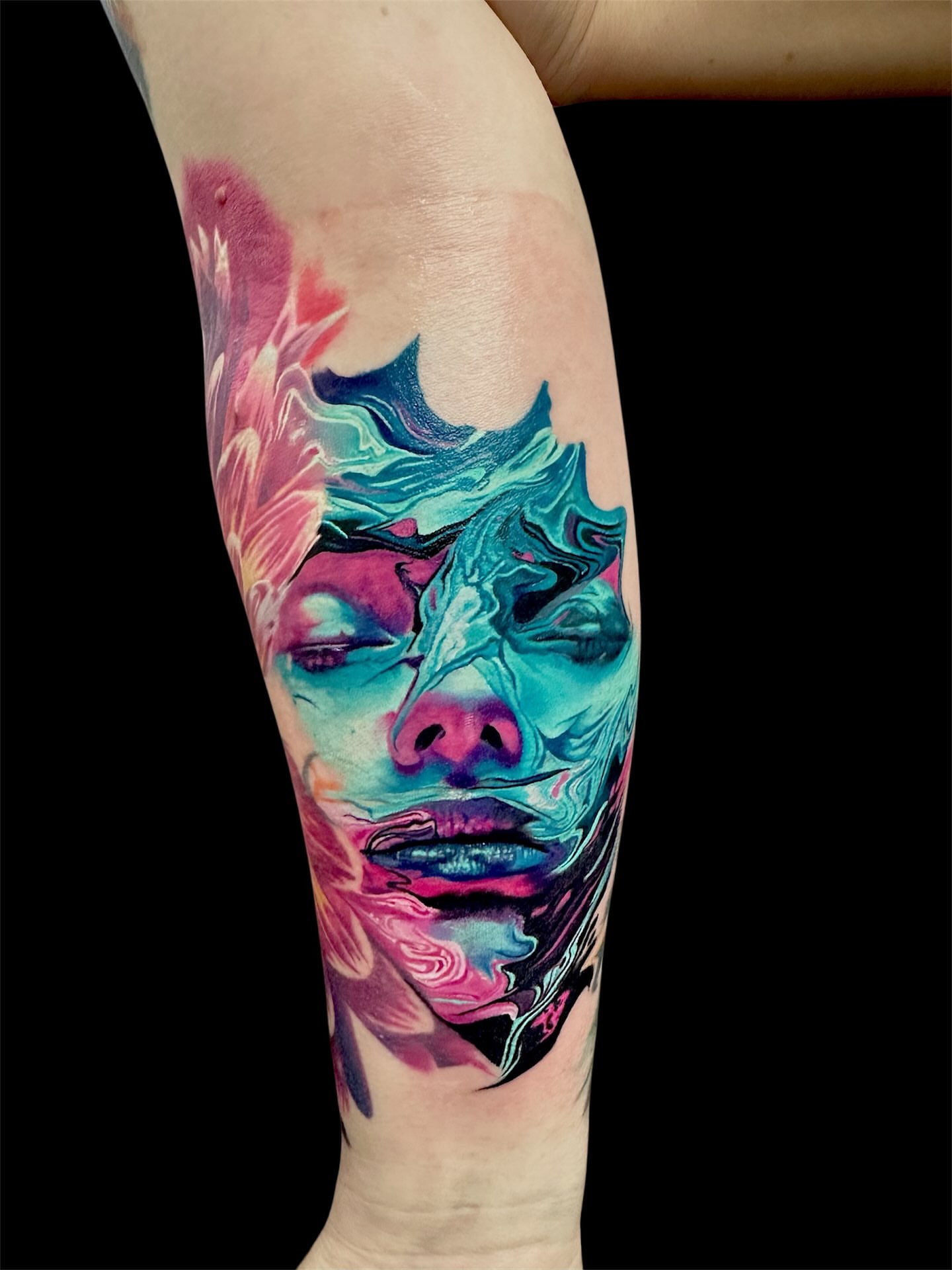 Tattoo by @calebwhitetattoos — watercolor, surrealism