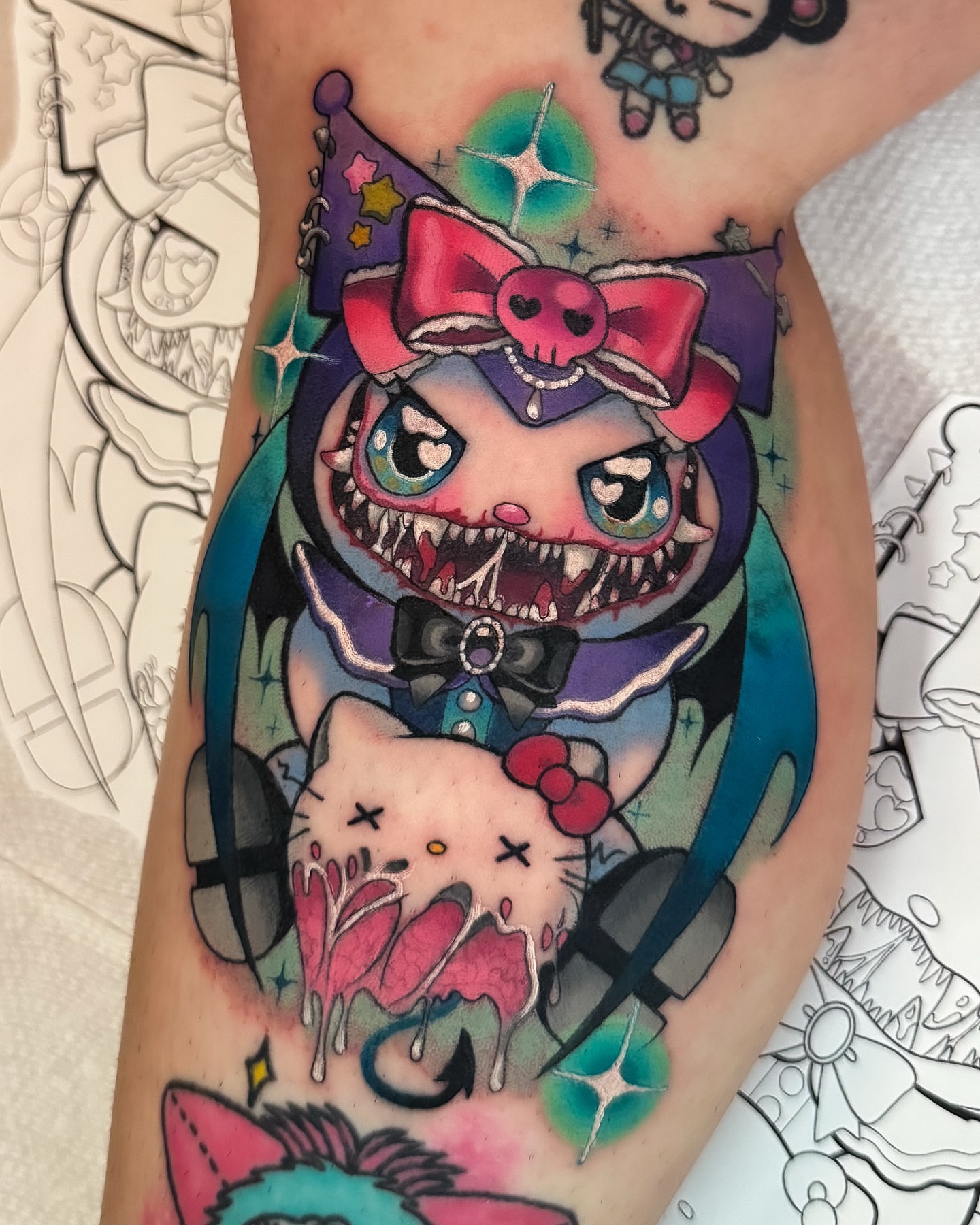 Kawaii monster new school tattoo on the forearm by 𝔐𝔞𝔯𝔰 ✨