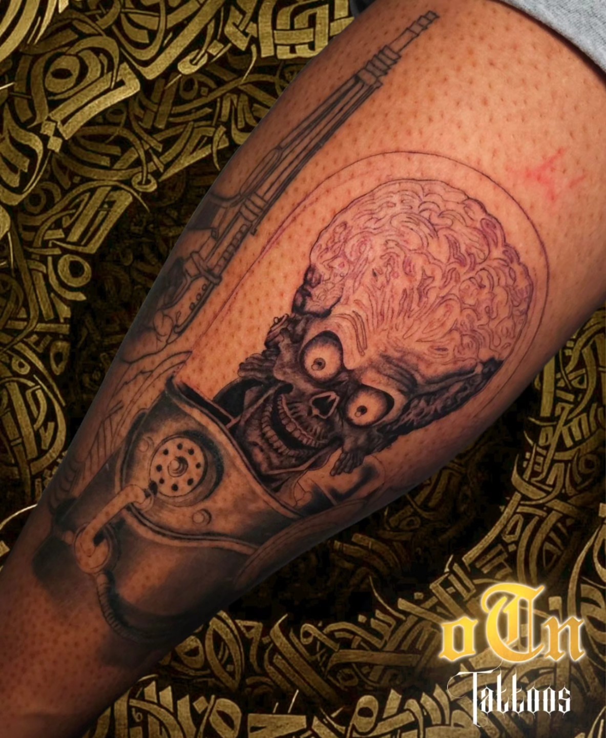 Mechanical skull realism tattoo on the forearm by New York Tattoos Artist