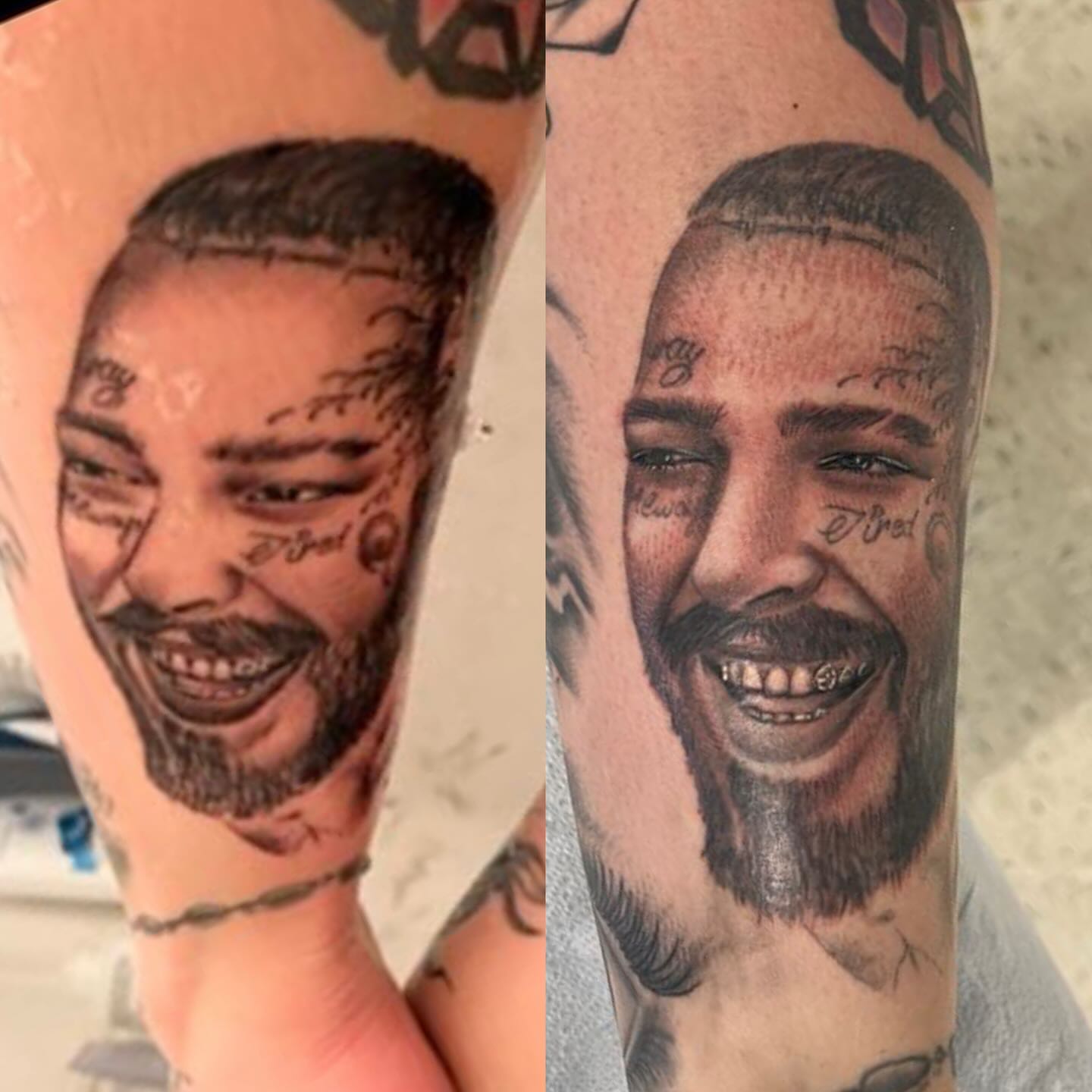 Portrait realism tattoo on the forearm by Kenzie Kirk