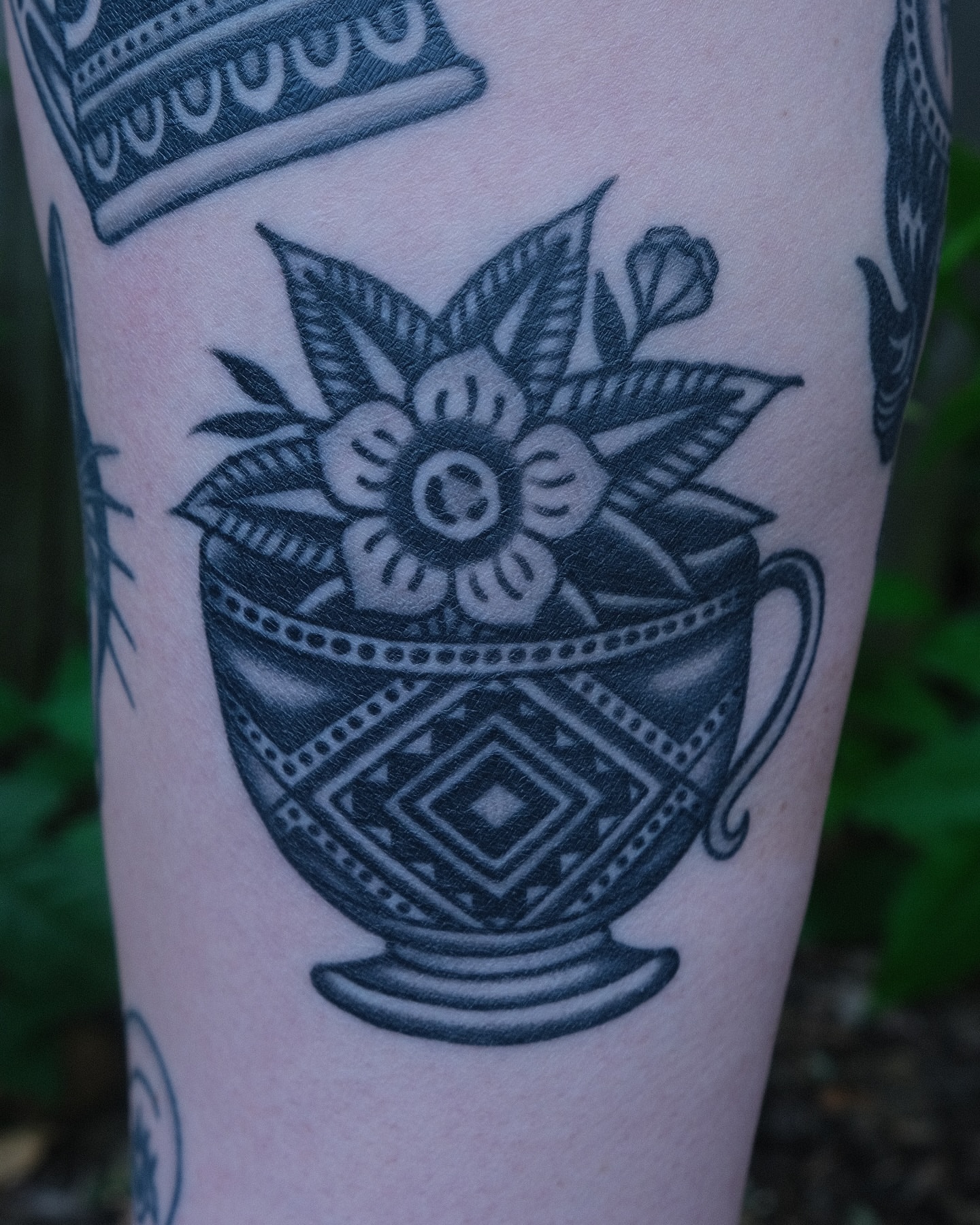 Tattoo by @dirtbagxchaz — black_and_grey