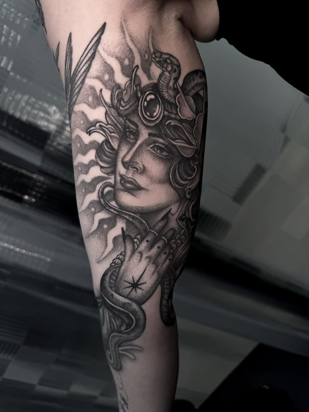 Tattoo by @bonnie_tatt2oos — black_and_grey, realism