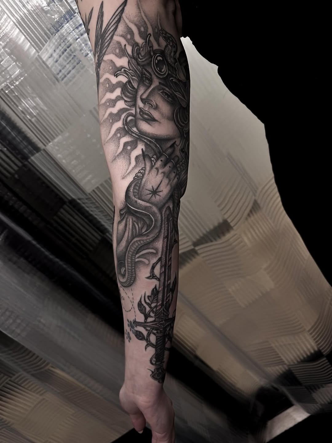 Tattoo by @bonnie_tatt2oos — black_and_grey, realism