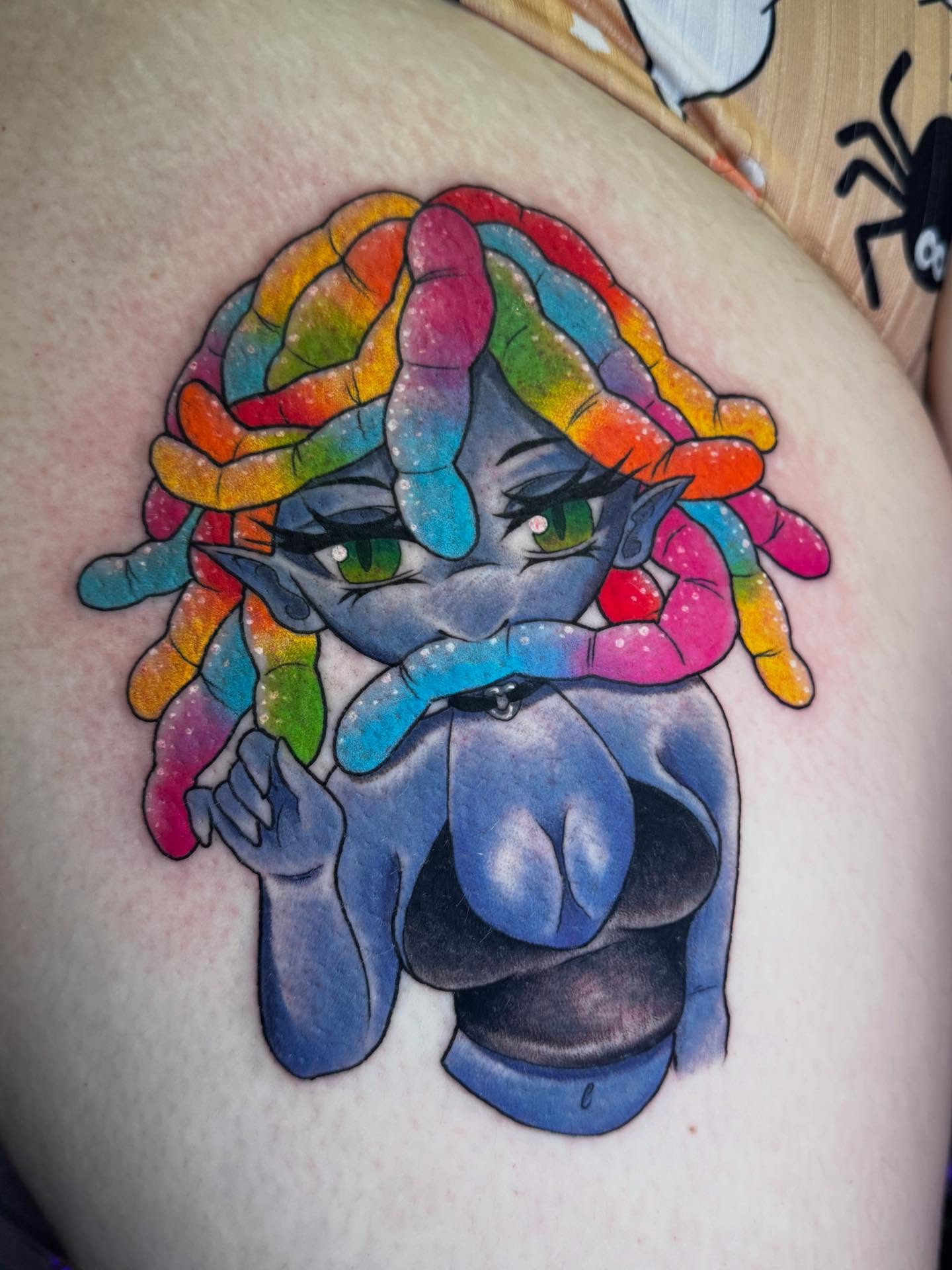 Tattoo by @alexis.tattoos — dotwork, surrealism