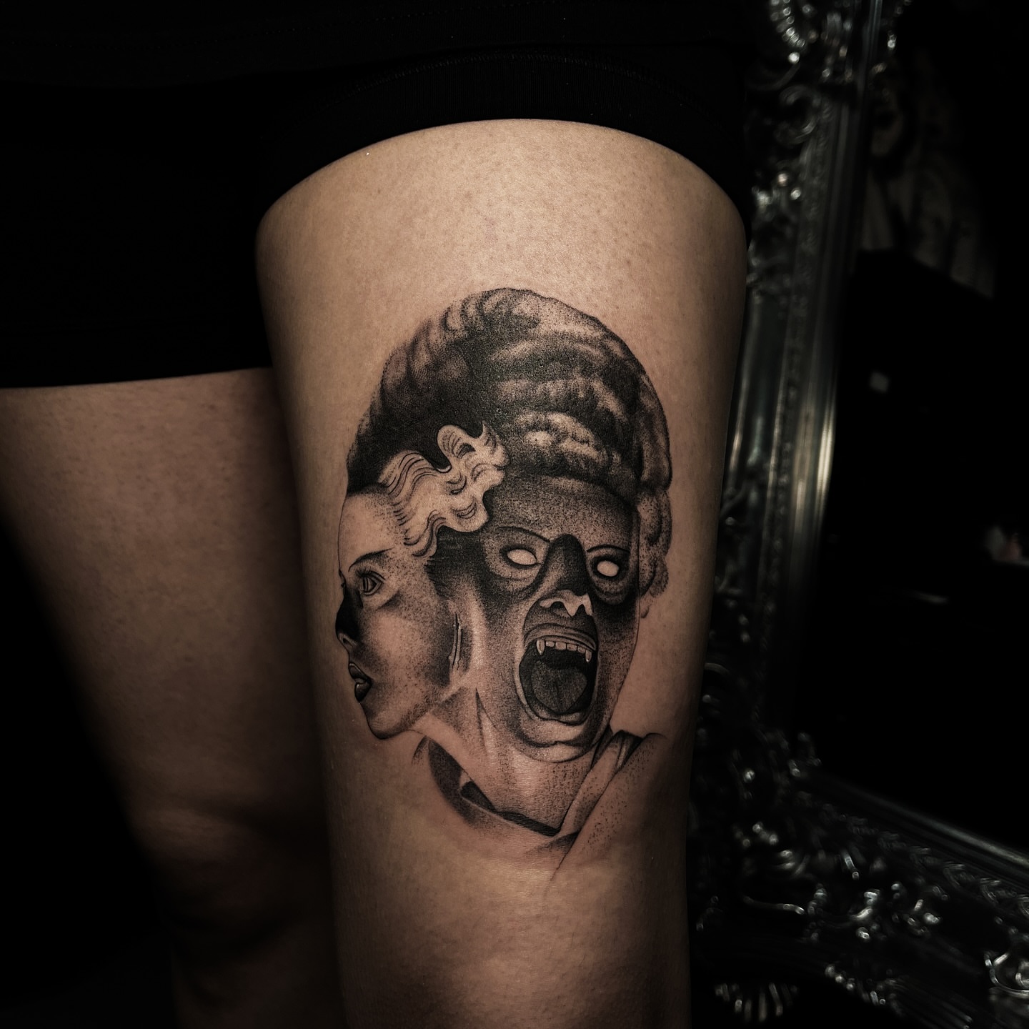 Tattoo by @inkmonic — black_and_grey, realism