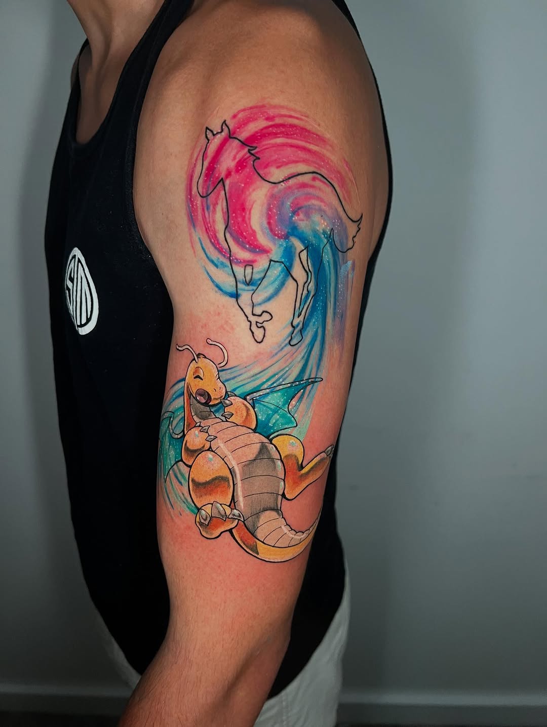 Tattoo by @gameboycolortattoos — new_school, watercolor
