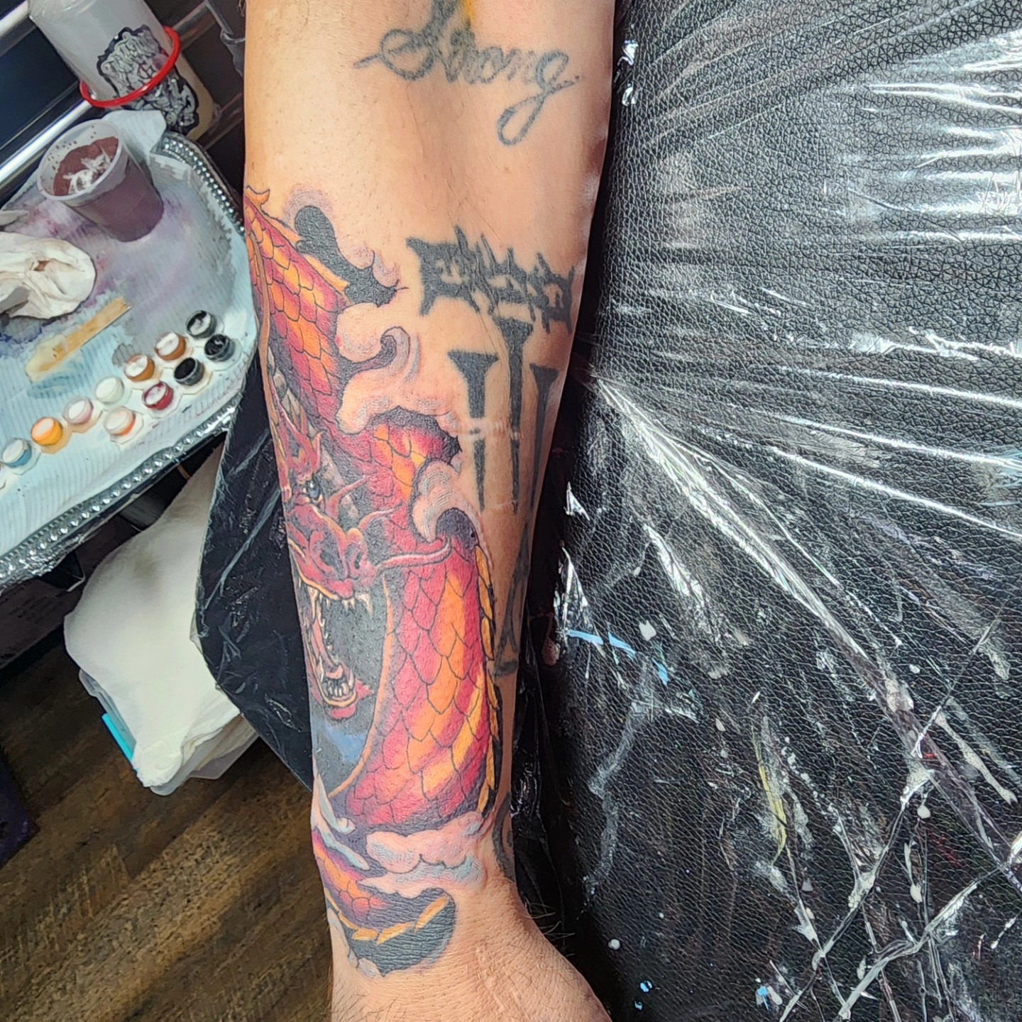 Dragon japanese irezumi tattoo on the forearm by Joe Garcia