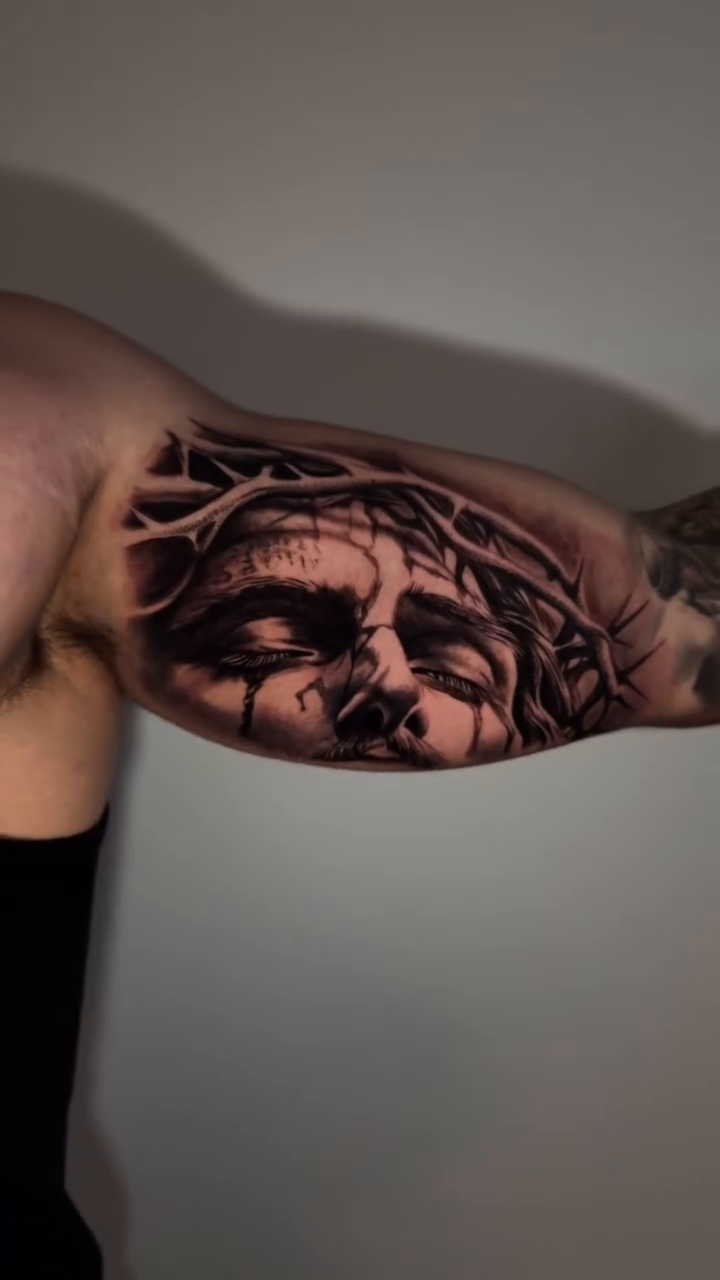 Jesus Christ realism tattoo by inkzombi